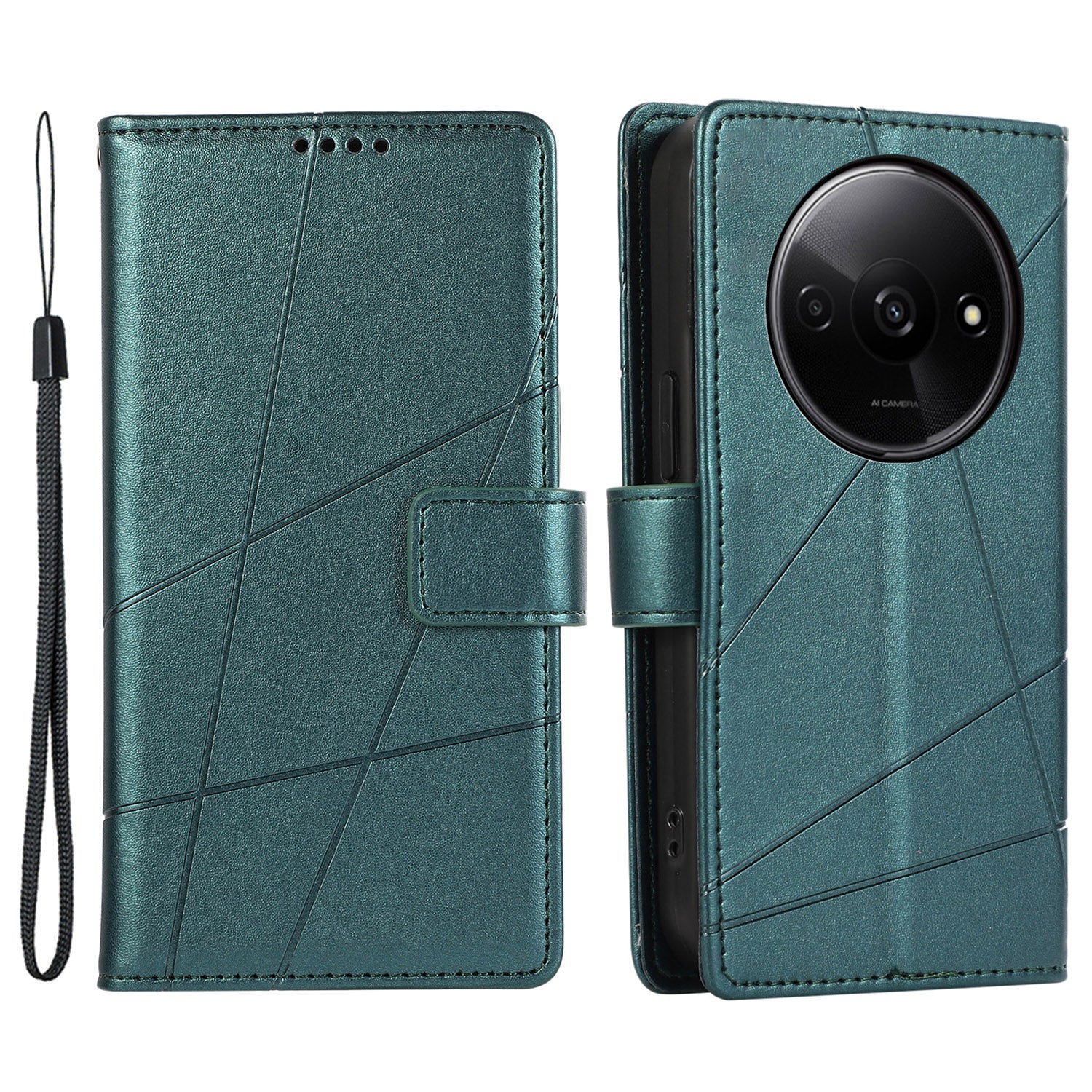 DF-06 For Xiaomi Redmi A3 / Poco C61 4G Wallet Case Line Imprinted Flip Leather Phone Cover