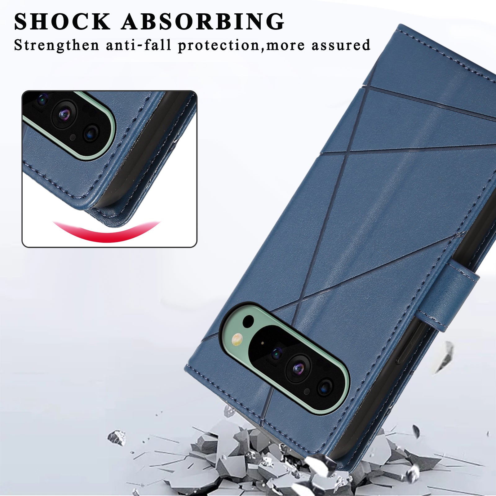 DF-06 For Google Pixel 9 Wallet Case PU Leather Line Imprinted Flip Phone Protector