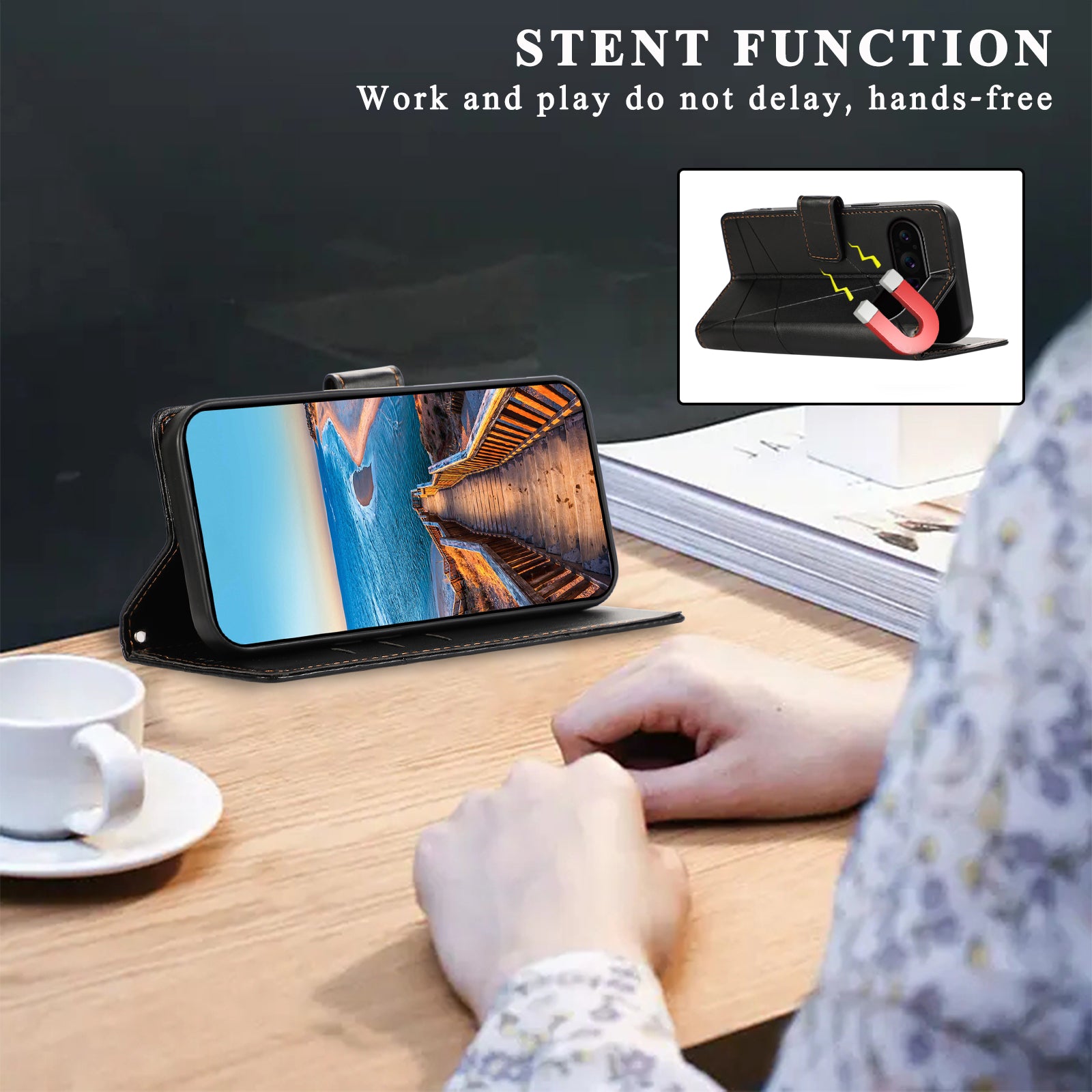 DF-06 For Google Pixel 9 Pro Protective Case Line Imprinted PU Leather Wallet Phone Cover