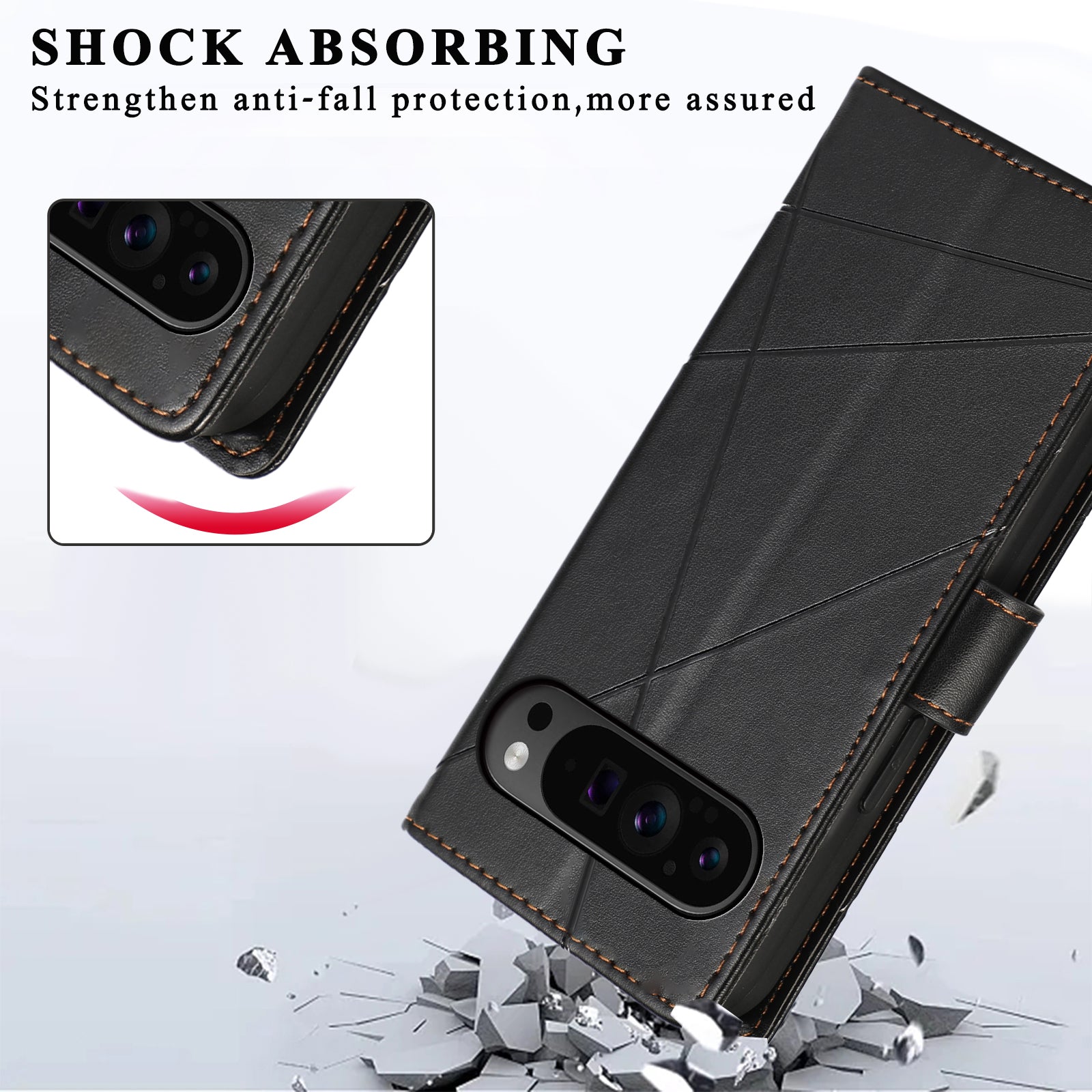 DF-06 For Google Pixel 9 Pro Protective Case Line Imprinted PU Leather Wallet Phone Cover