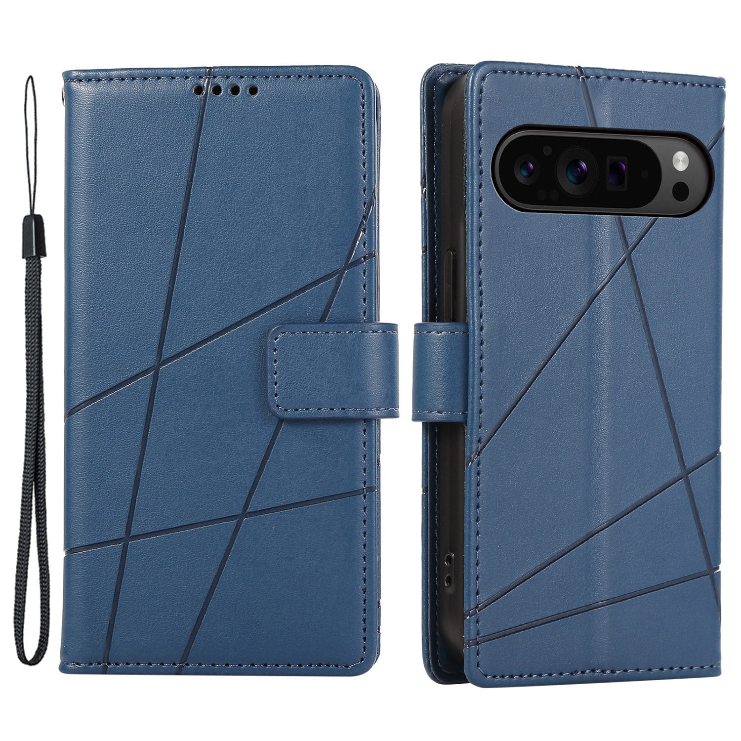 DF-06 For Google Pixel 9 Pro Protective Case Line Imprinted PU Leather Wallet Phone Cover