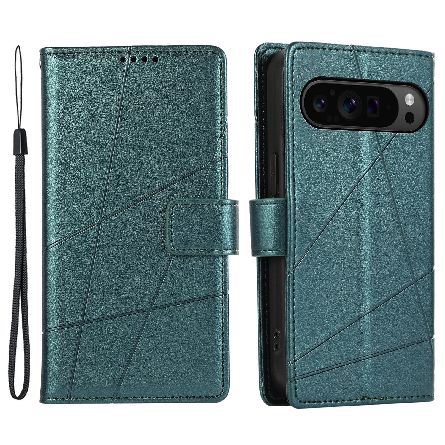 DF-06 For Google Pixel 9 Pro Protective Case Line Imprinted PU Leather Wallet Phone Cover