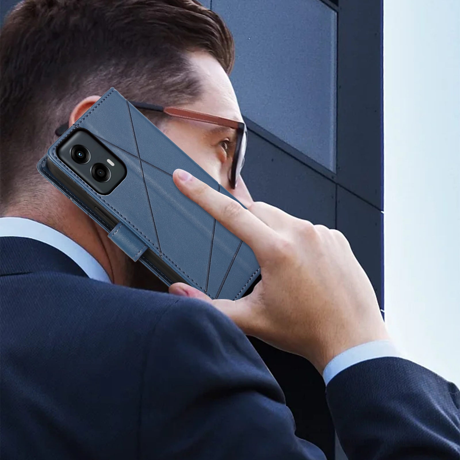 DF-06 For Motorola Moto G Stylus 5G (2024) Case PU Leather Line Imprinted Flip Phone Cover with Wallet