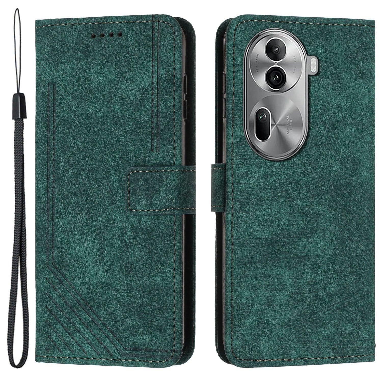 For Oppo Reno11 Pro 5G (Global) / Reno11 (China) 5G Case Lines Imprinted PU Leather Phone Cover
