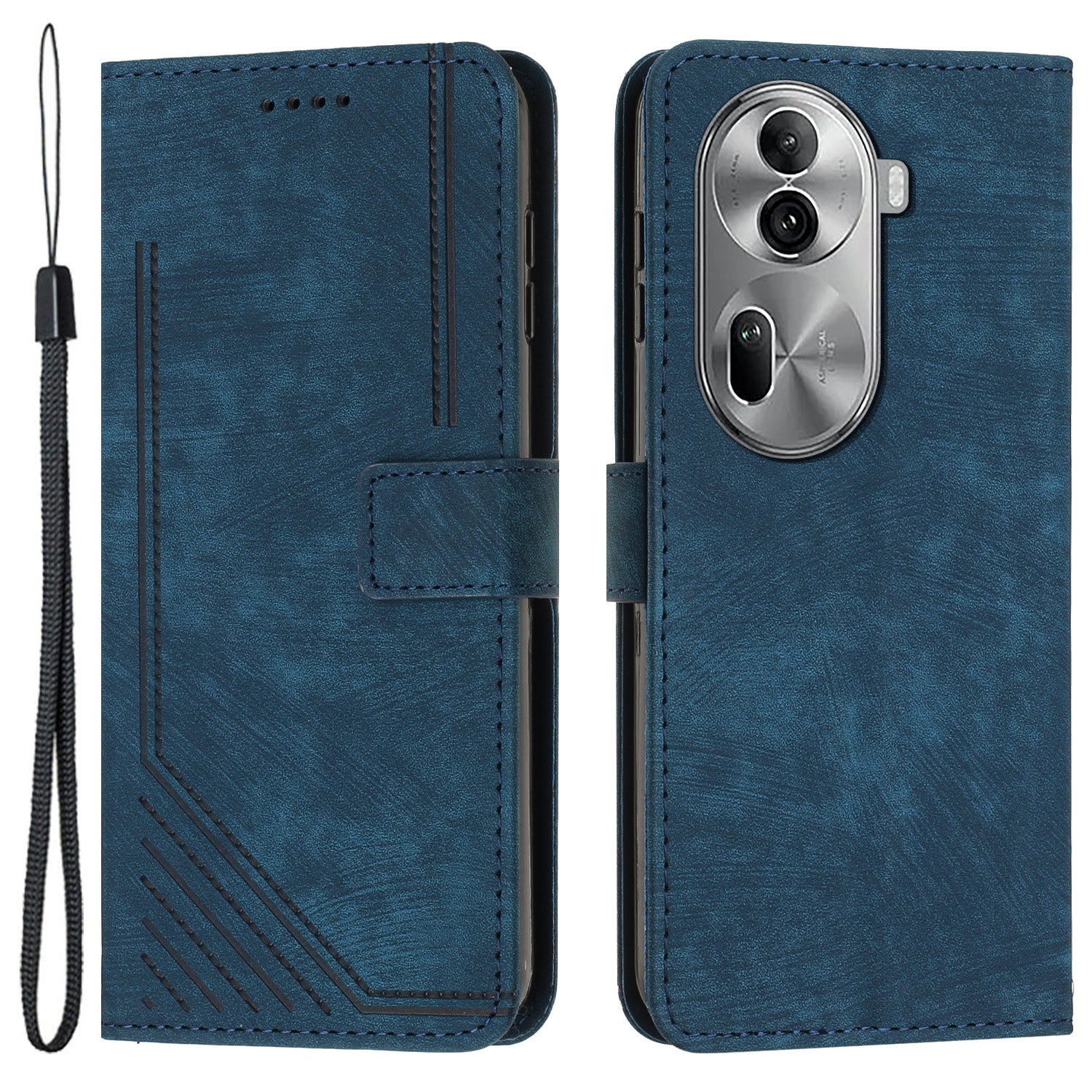 For Oppo Reno11 Pro 5G (Global) / Reno11 (China) 5G Case Lines Imprinted PU Leather Phone Cover