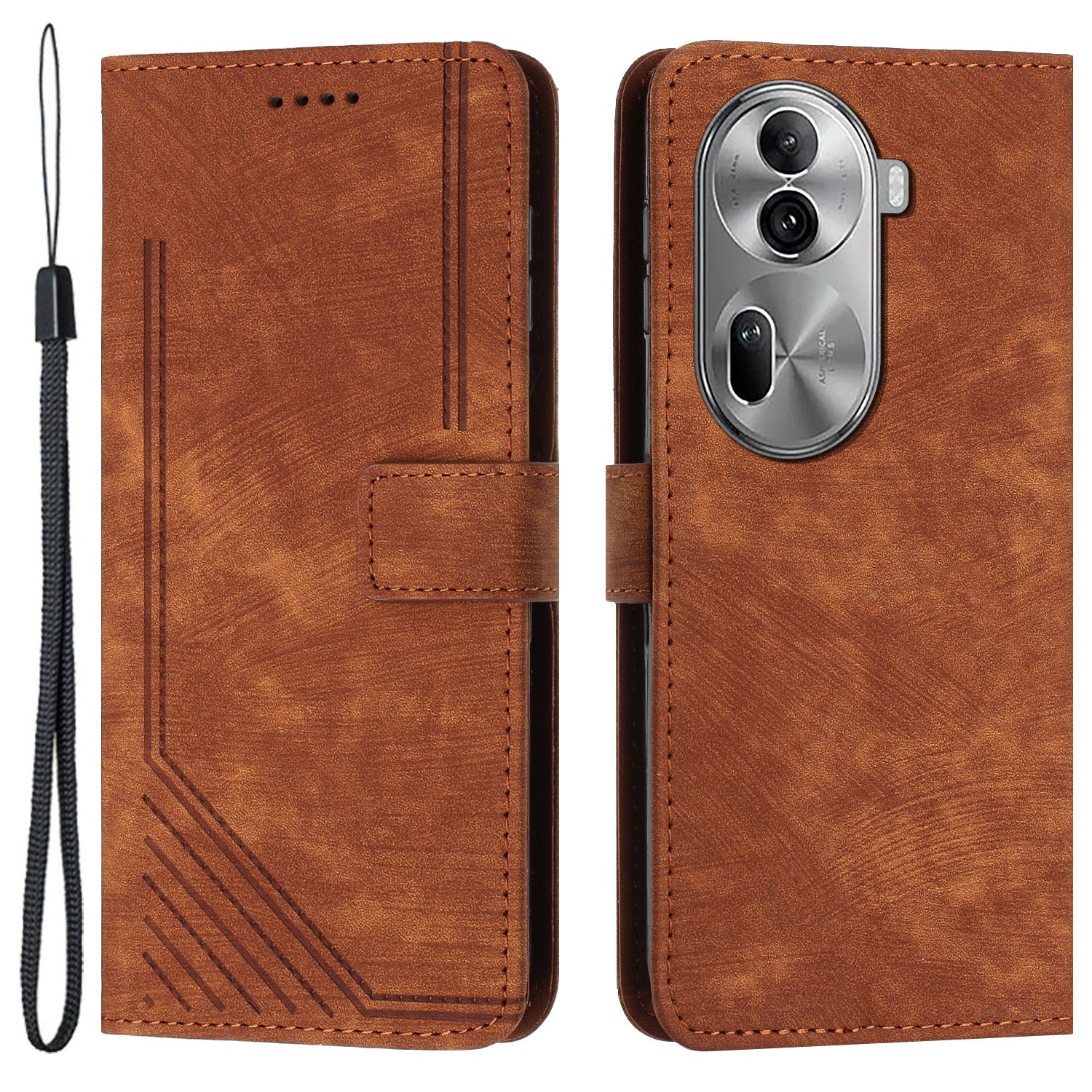 For Oppo Reno11 Pro 5G (Global) / Reno11 (China) 5G Case Lines Imprinted PU Leather Phone Cover