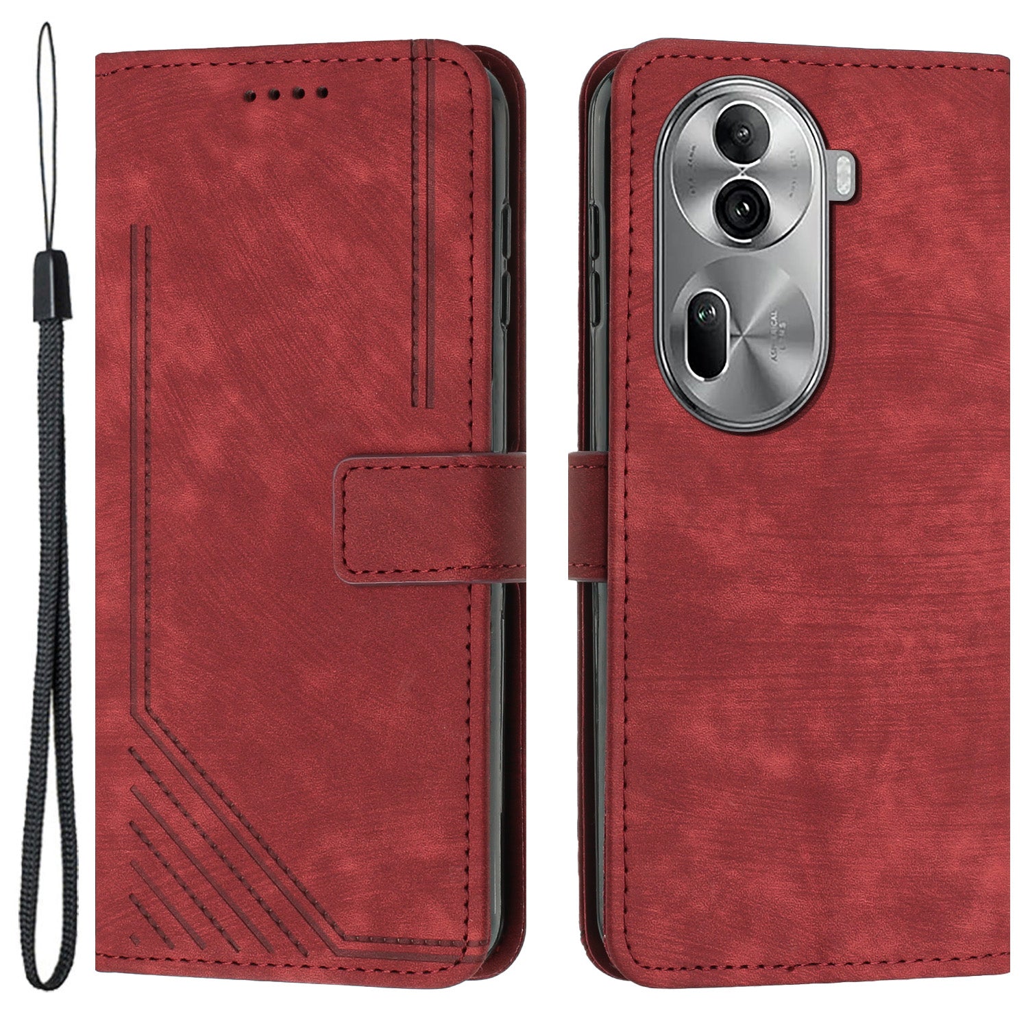 For Oppo Reno11 Pro 5G (Global) / Reno11 (China) 5G Case Lines Imprinted PU Leather Phone Cover