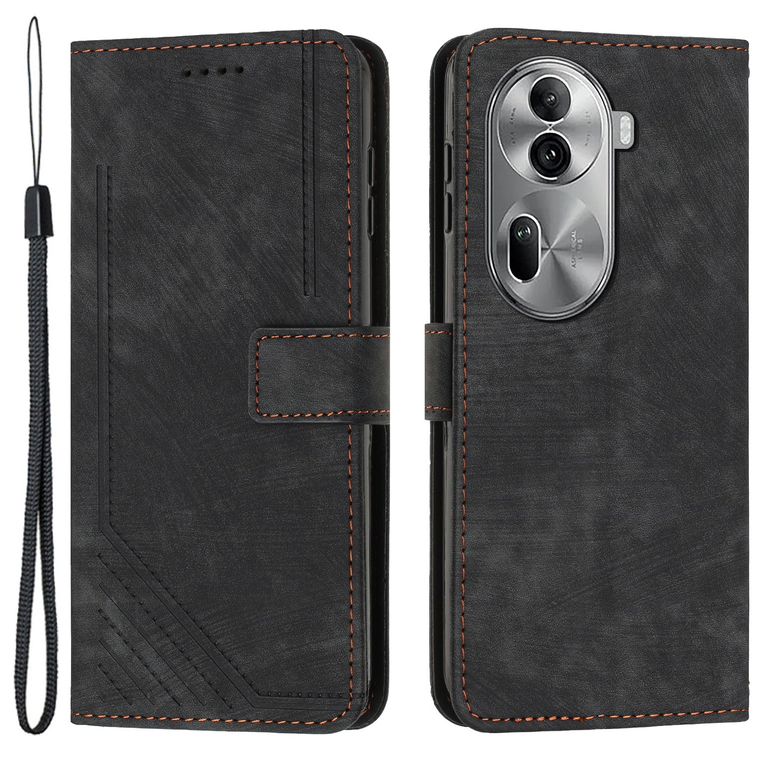 For Oppo Reno11 Pro 5G (Global) / Reno11 (China) 5G Case Lines Imprinted PU Leather Phone Cover