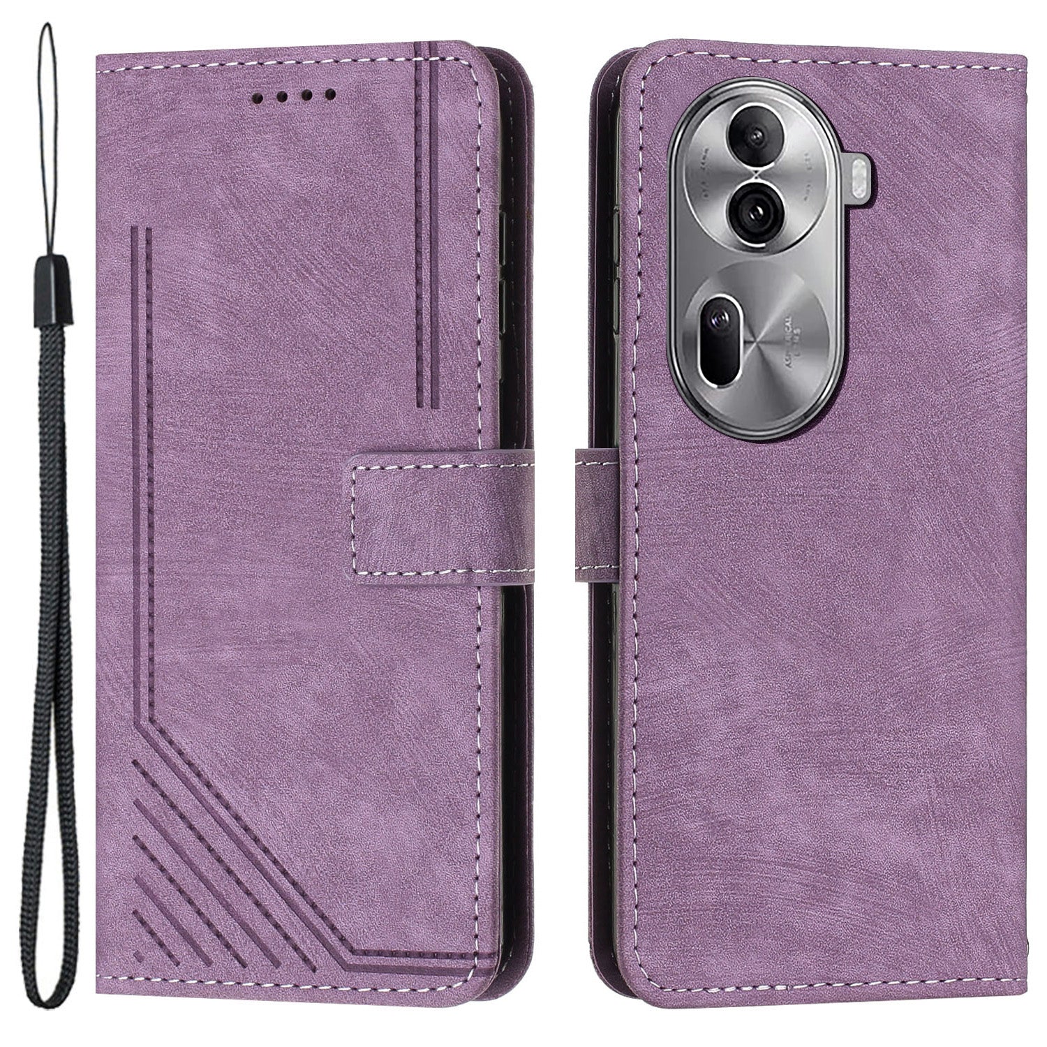 For Oppo Reno11 Pro 5G (Global) / Reno11 (China) 5G Case Lines Imprinted PU Leather Phone Cover