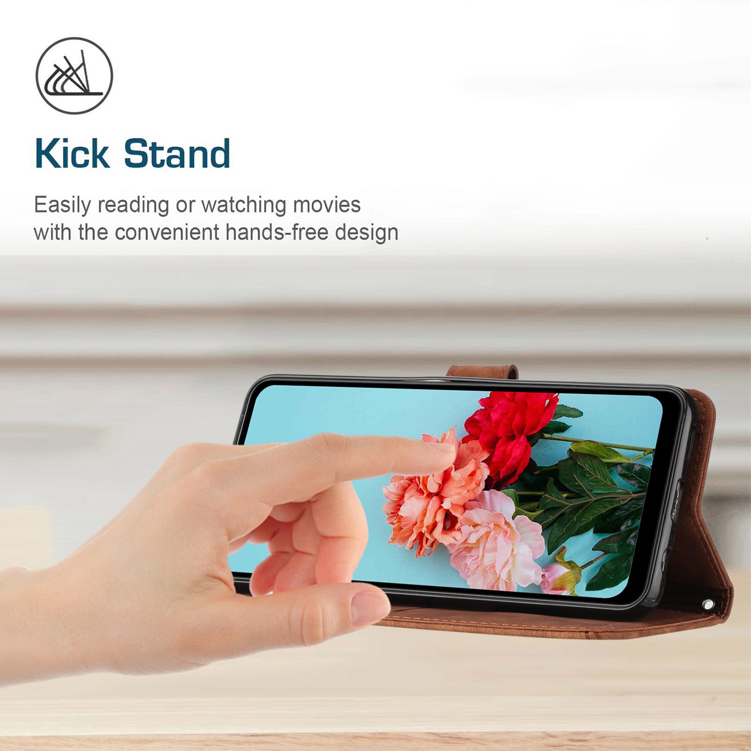 For Realme C67 4G Leather Case Lines Imprinted Folding Stand Phone Cover