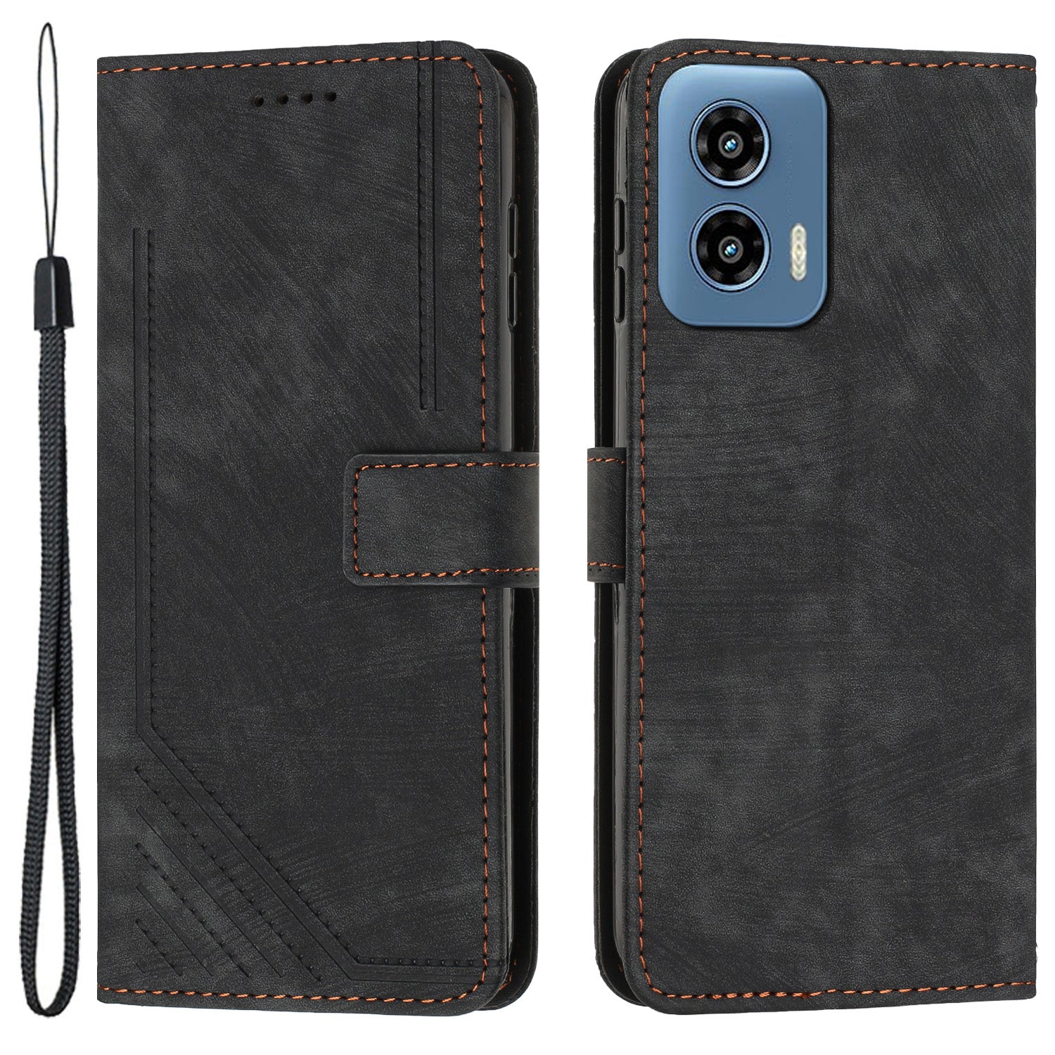 For Motorola Moto G Play 5G (2024) / Moto G 5G (2024) Case PU Leather Lines Imprinted Phone Wallet Cover