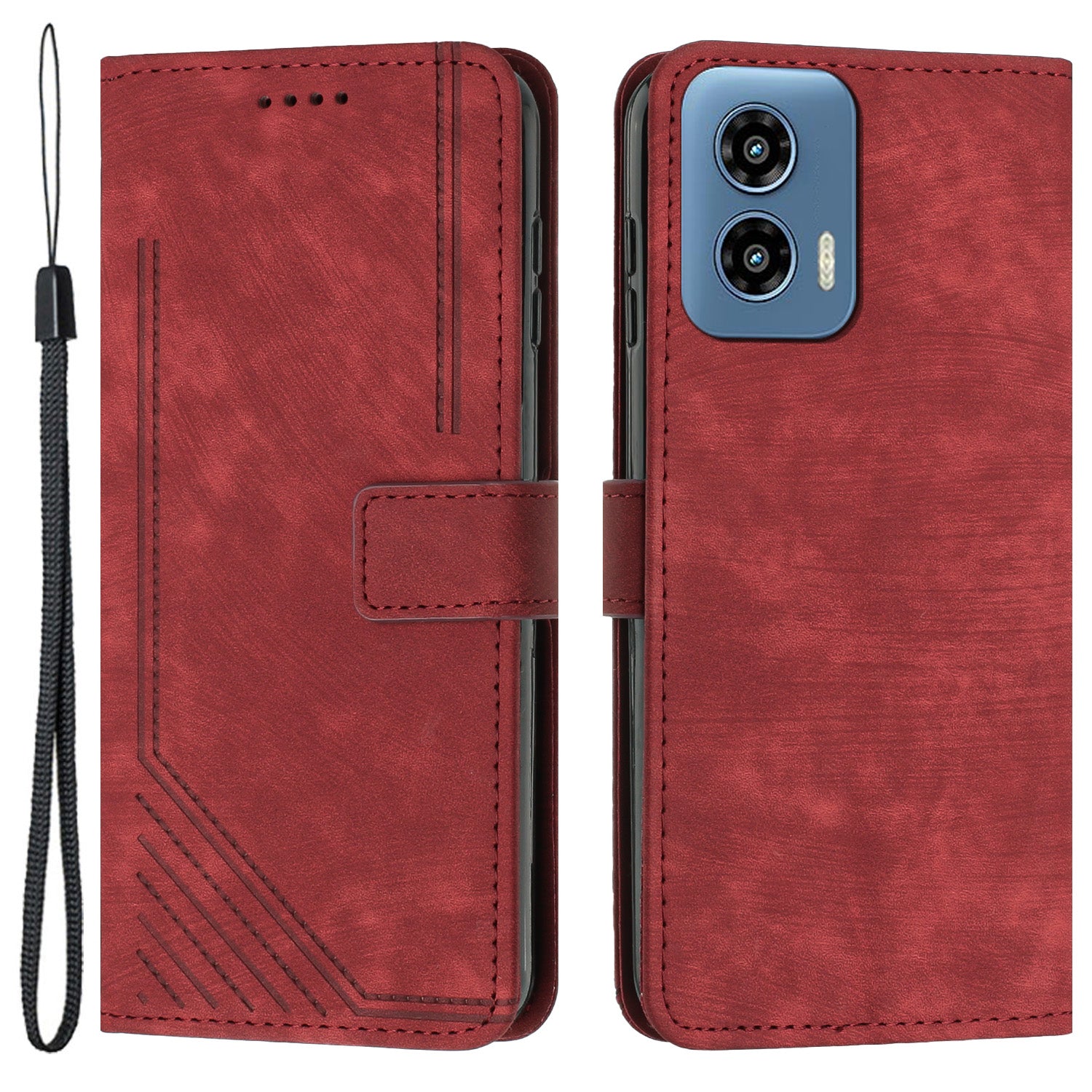 For Motorola Moto G Play 5G (2024) / Moto G 5G (2024) Case PU Leather Lines Imprinted Phone Wallet Cover