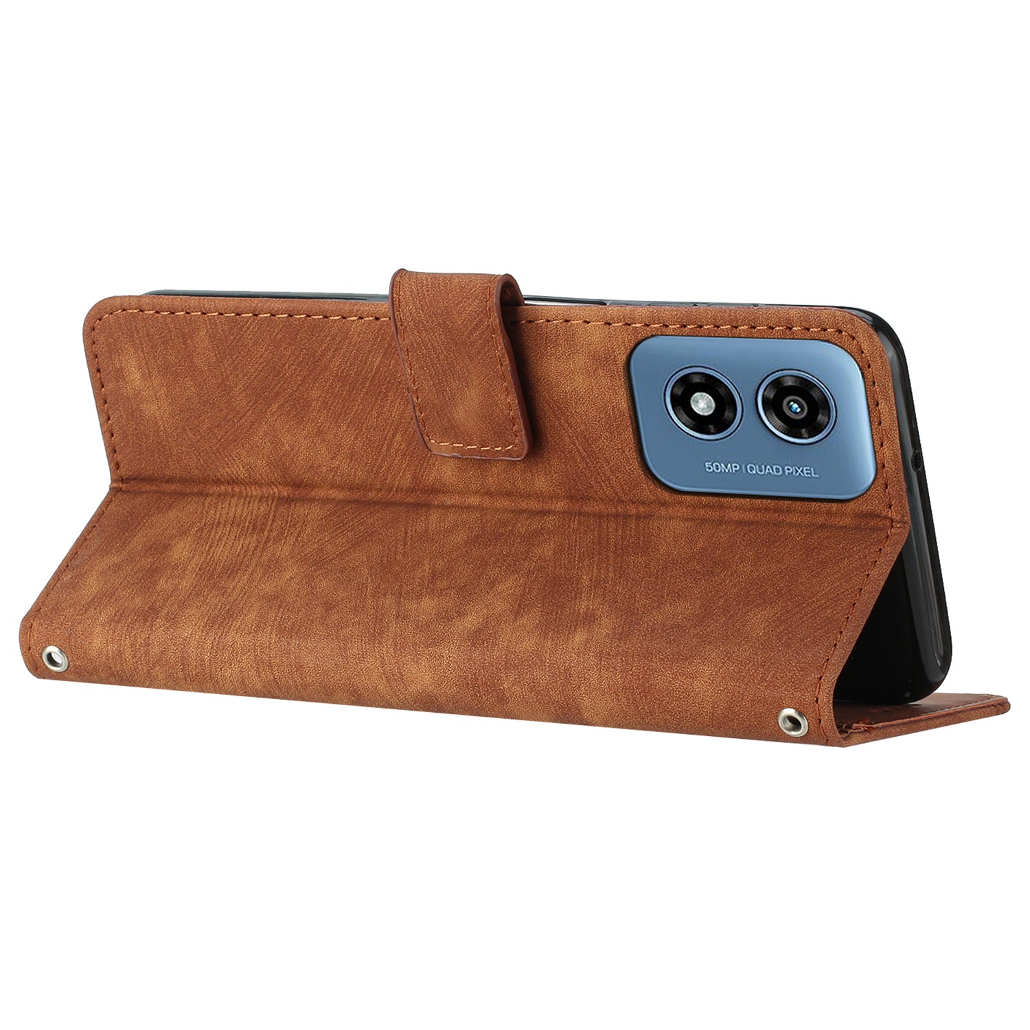 For Motorola Moto G04 4G / G24 4G Case Shockproof PU Leather Lines Imprinted Phone Cover