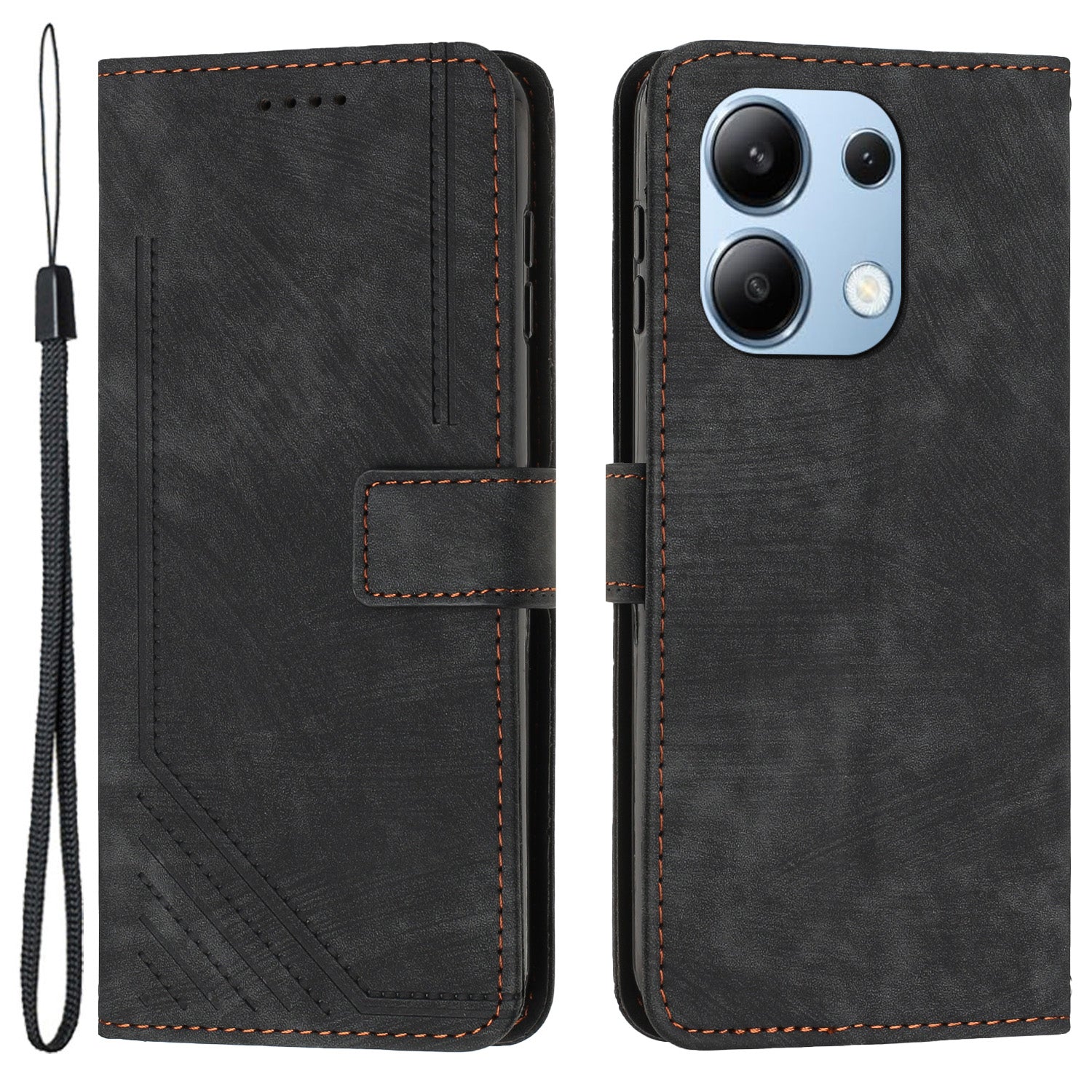 For Xiaomi Redmi Note 13 4G Case Skin Texture Leather Wallet Cover Lines Imprinted