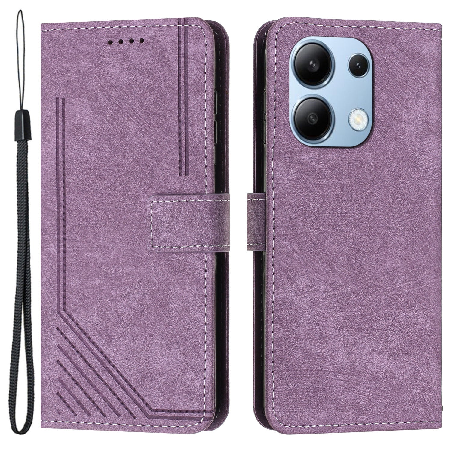 For Xiaomi Redmi Note 13 4G Case Skin Texture Leather Wallet Cover Lines Imprinted