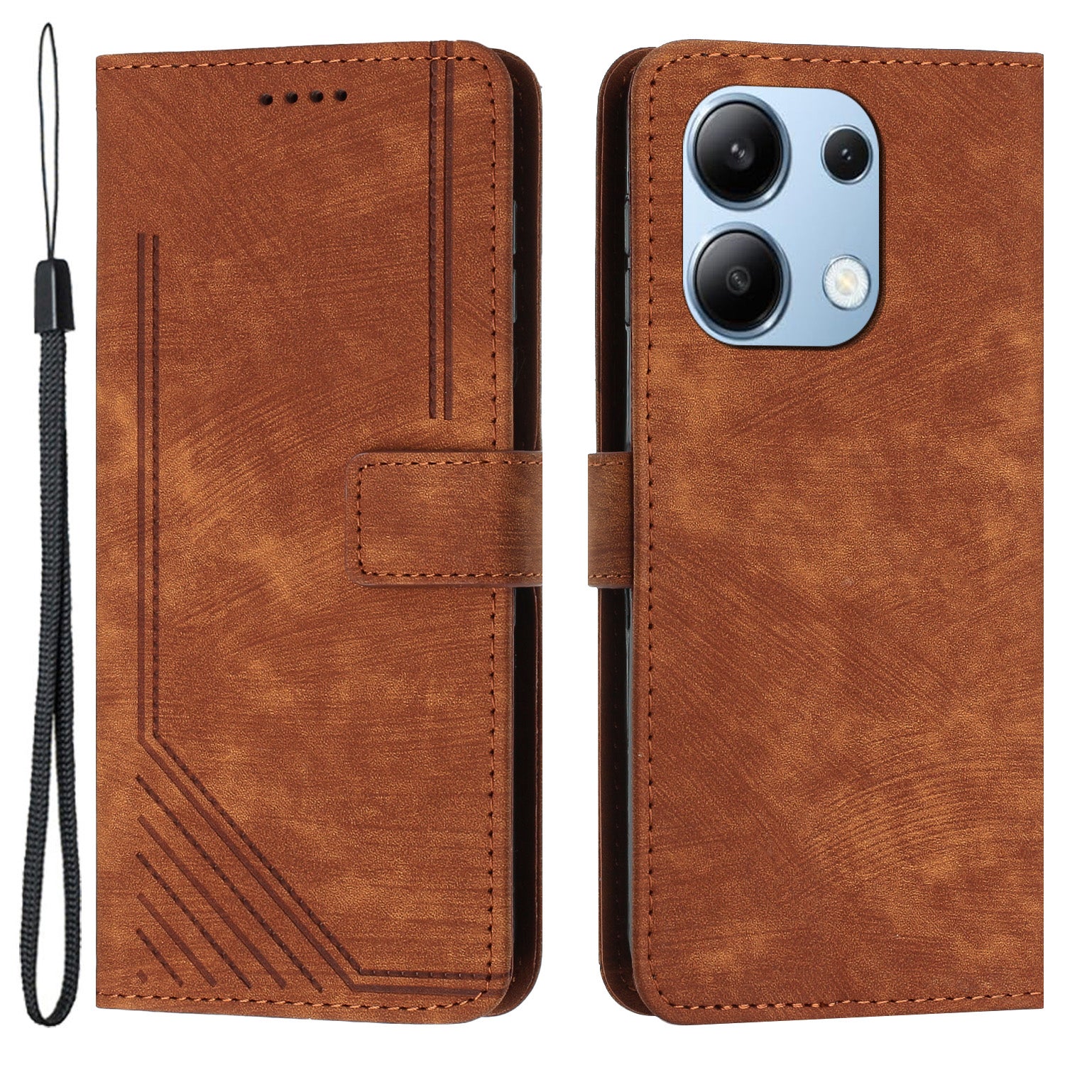 For Xiaomi Redmi Note 13 4G Case Skin Texture Leather Wallet Cover Lines Imprinted