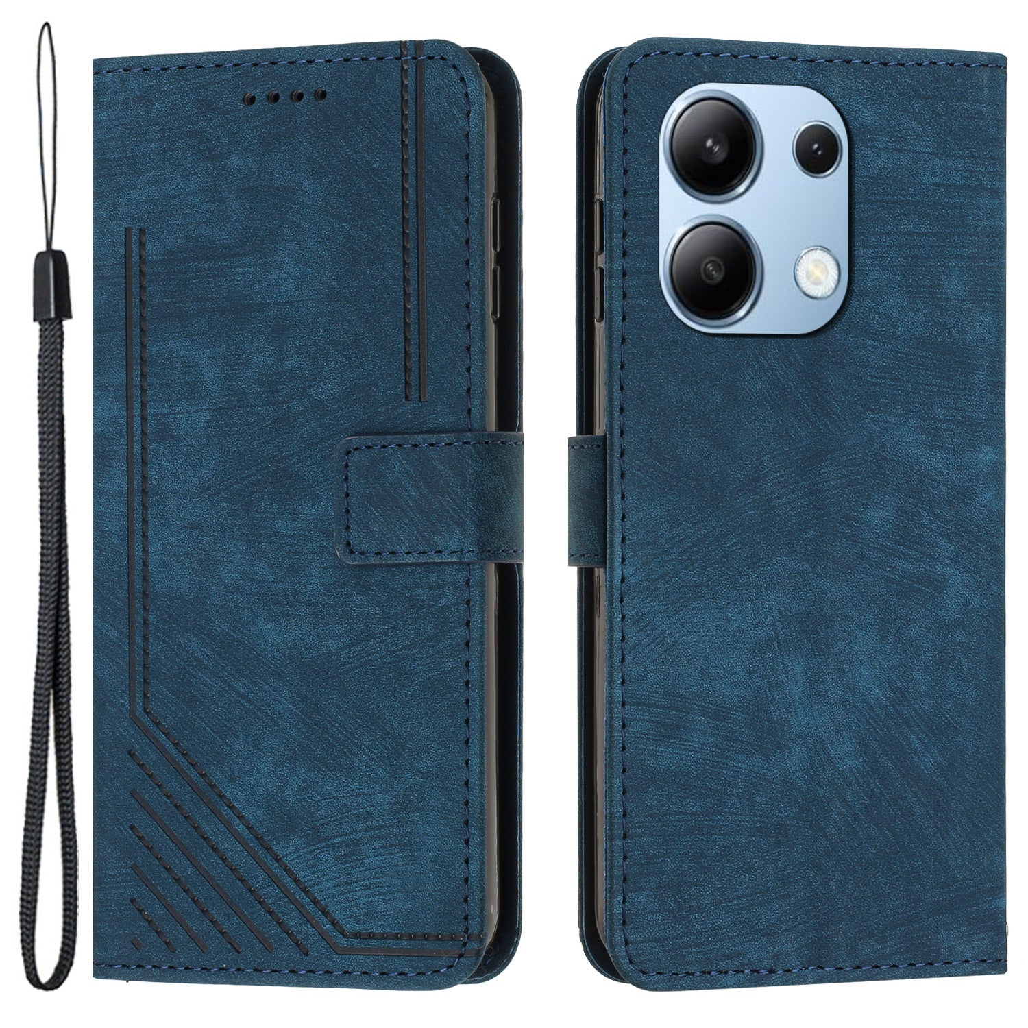 For Xiaomi Redmi Note 13 4G Case Skin Texture Leather Wallet Cover Lines Imprinted