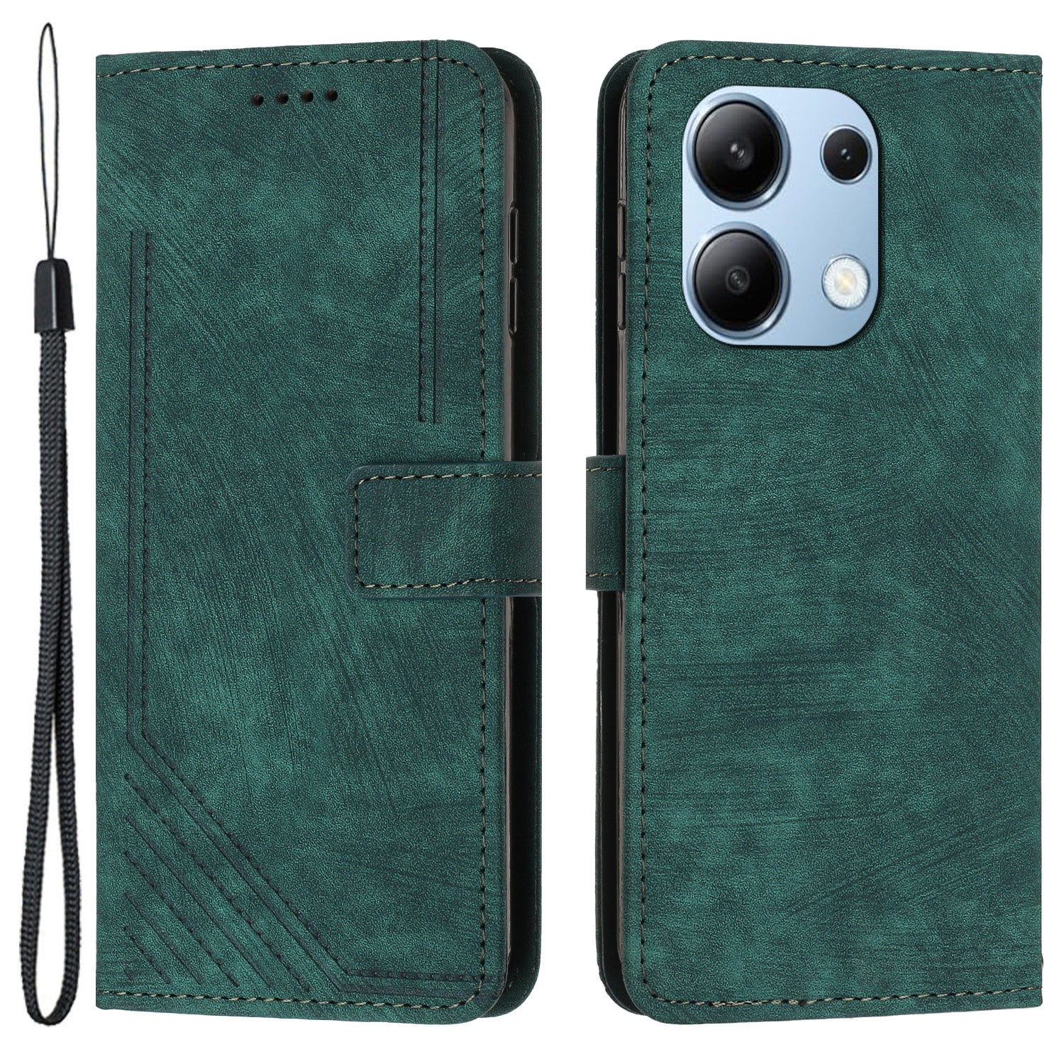 For Xiaomi Redmi Note 13 4G Case Skin Texture Leather Wallet Cover Lines Imprinted