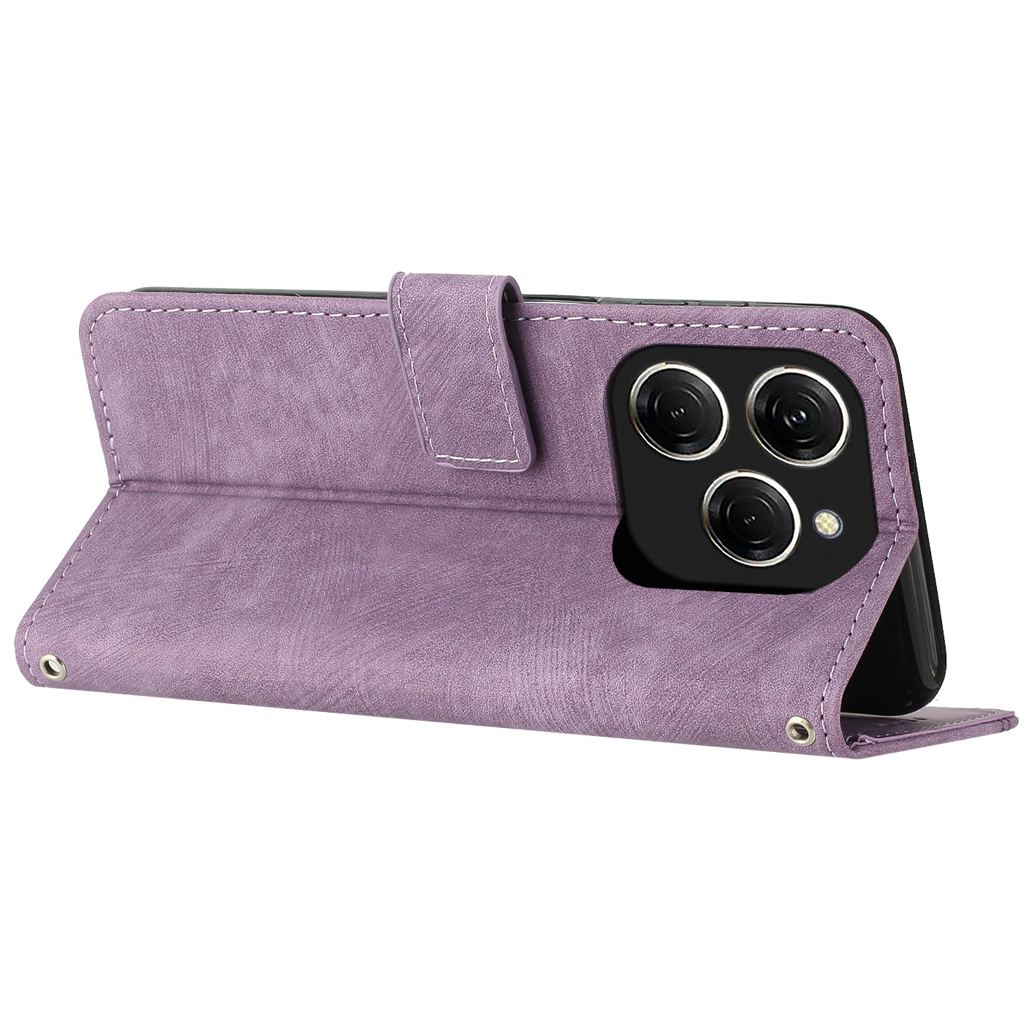 For Transsion Tecno Spark 20 Pro Case Line Imprinted Leather Phone Cover with Card Holder Stand