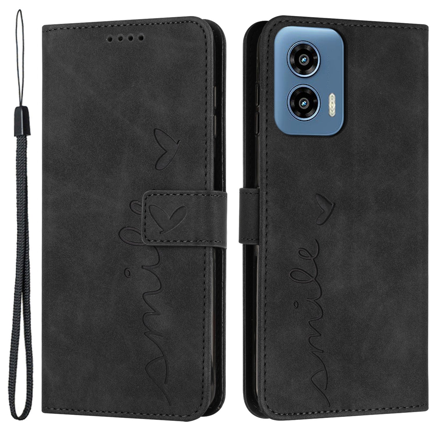 For Motorola Moto G34 5G Phone Case Heart Shape PU Leather Wallet Cover