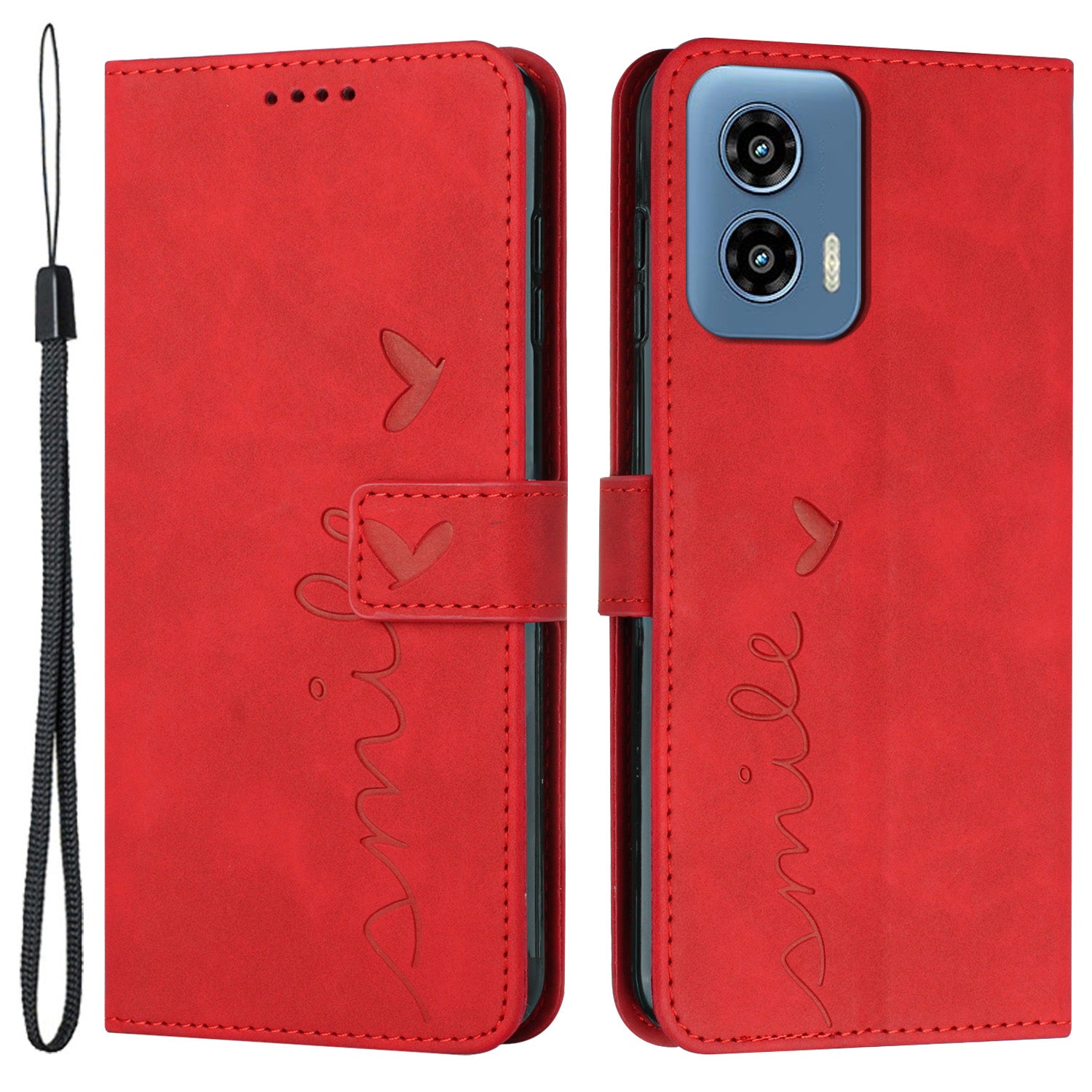 For Motorola Moto G34 5G Phone Case Heart Shape PU Leather Wallet Cover