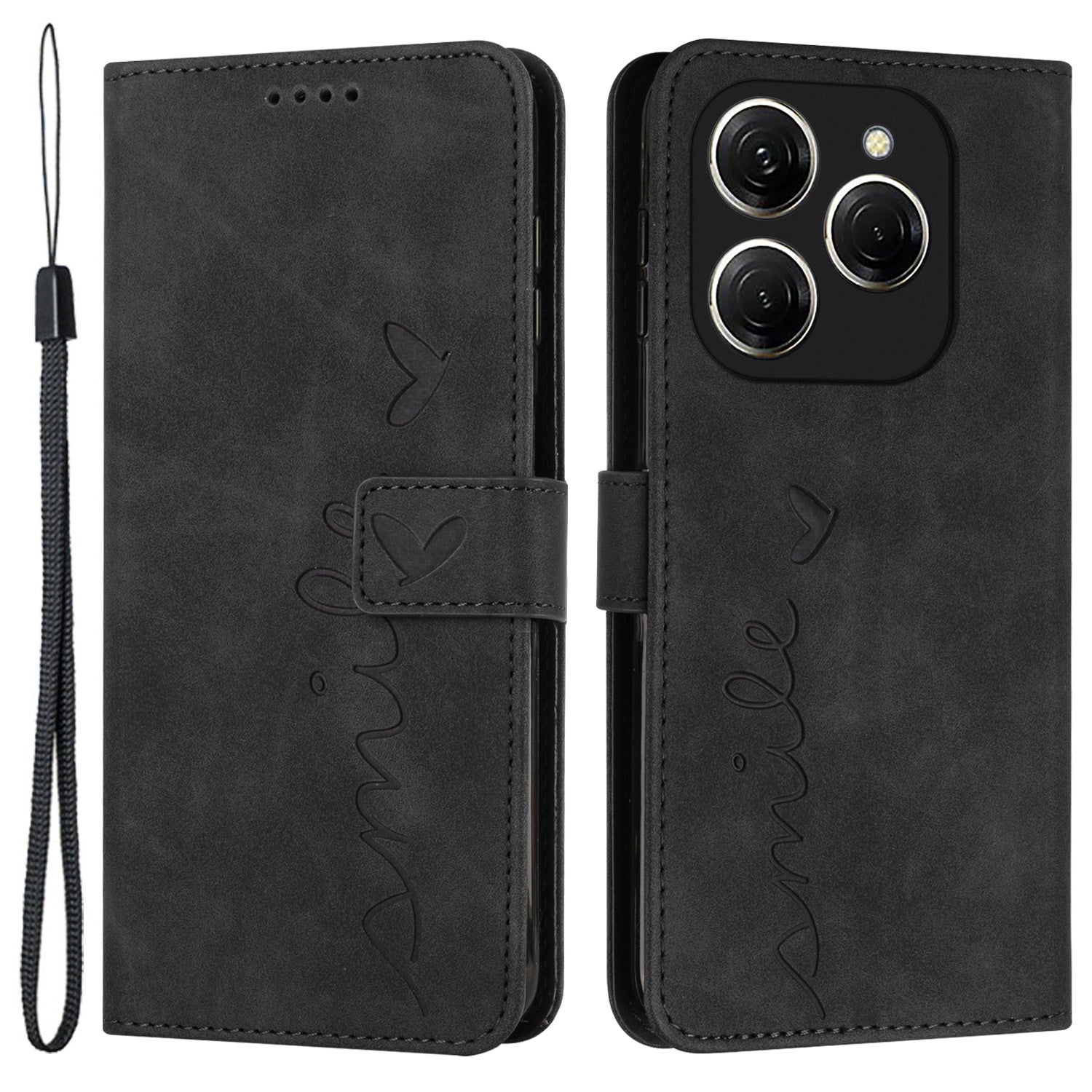 For Transsion Tecno Spark 20 Pro Phone Case Wallet with Card Holder Heart Imprinted PU Leather Cover