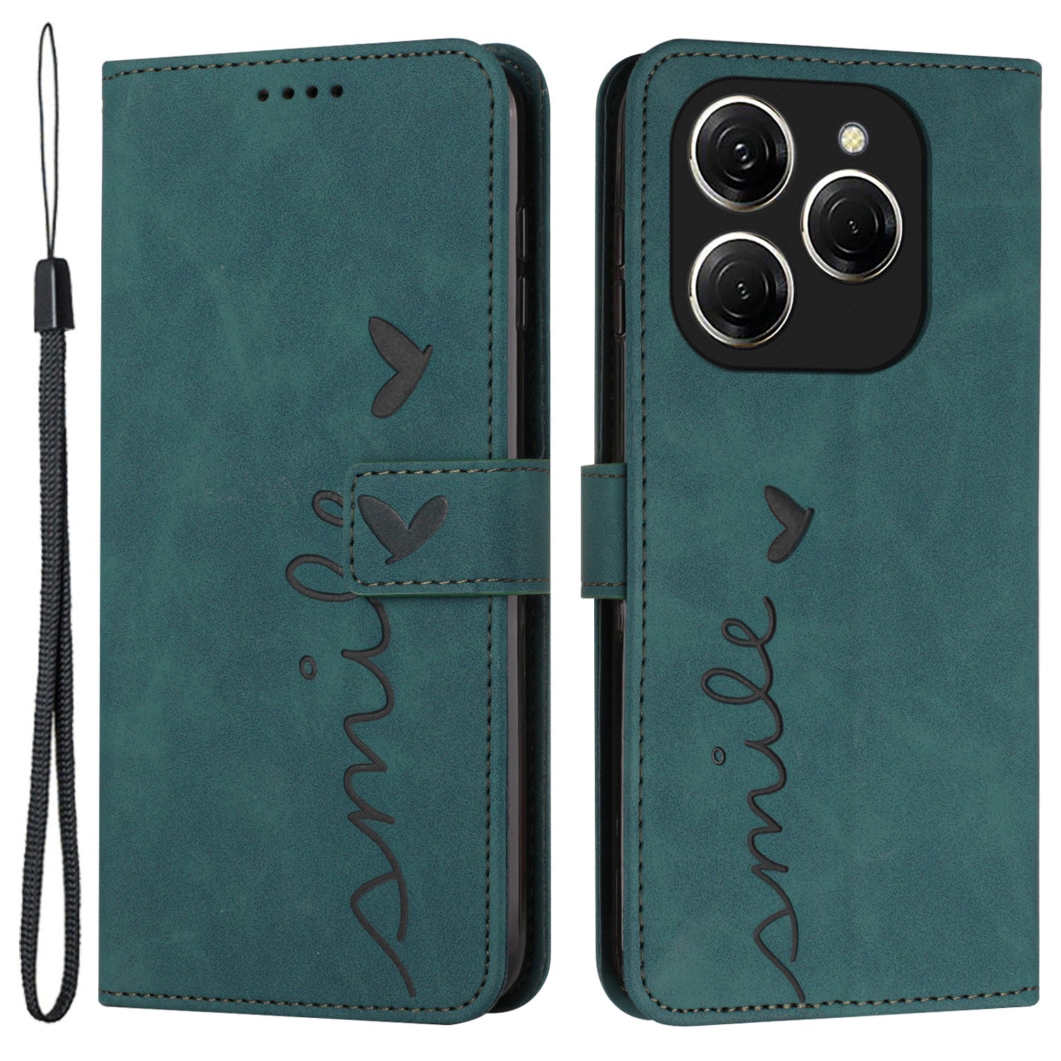 For Transsion Tecno Spark 20 Pro Phone Case Wallet with Card Holder Heart Imprinted PU Leather Cover