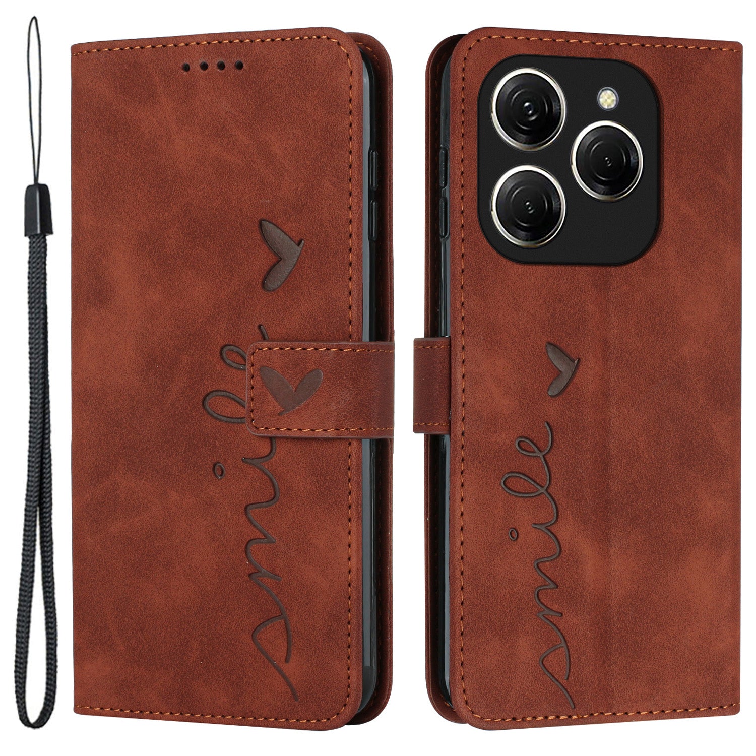 For Transsion Tecno Spark 20 Pro Phone Case Wallet with Card Holder Heart Imprinted PU Leather Cover