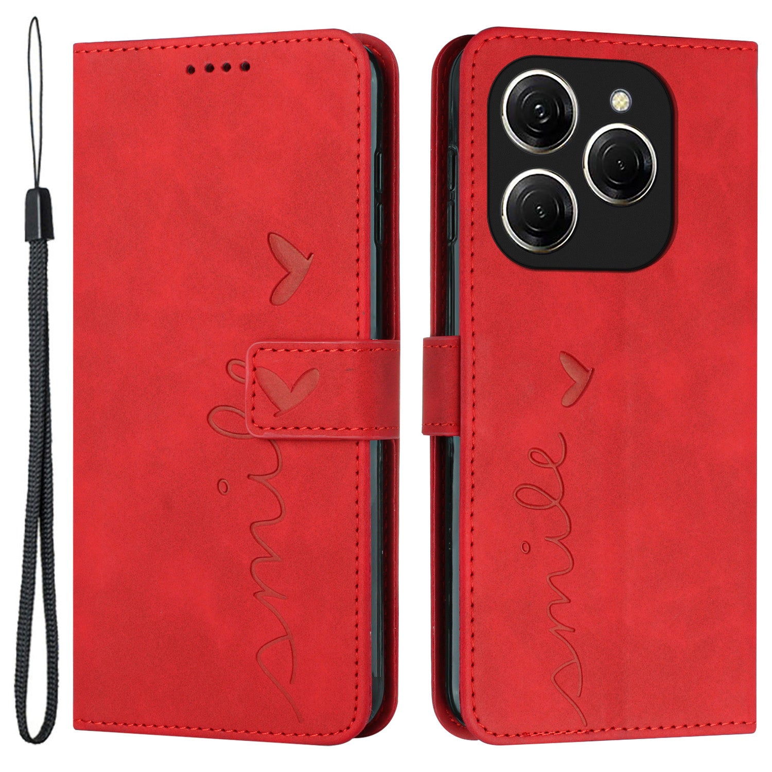 For Transsion Tecno Spark 20 Pro Phone Case Wallet with Card Holder Heart Imprinted PU Leather Cover