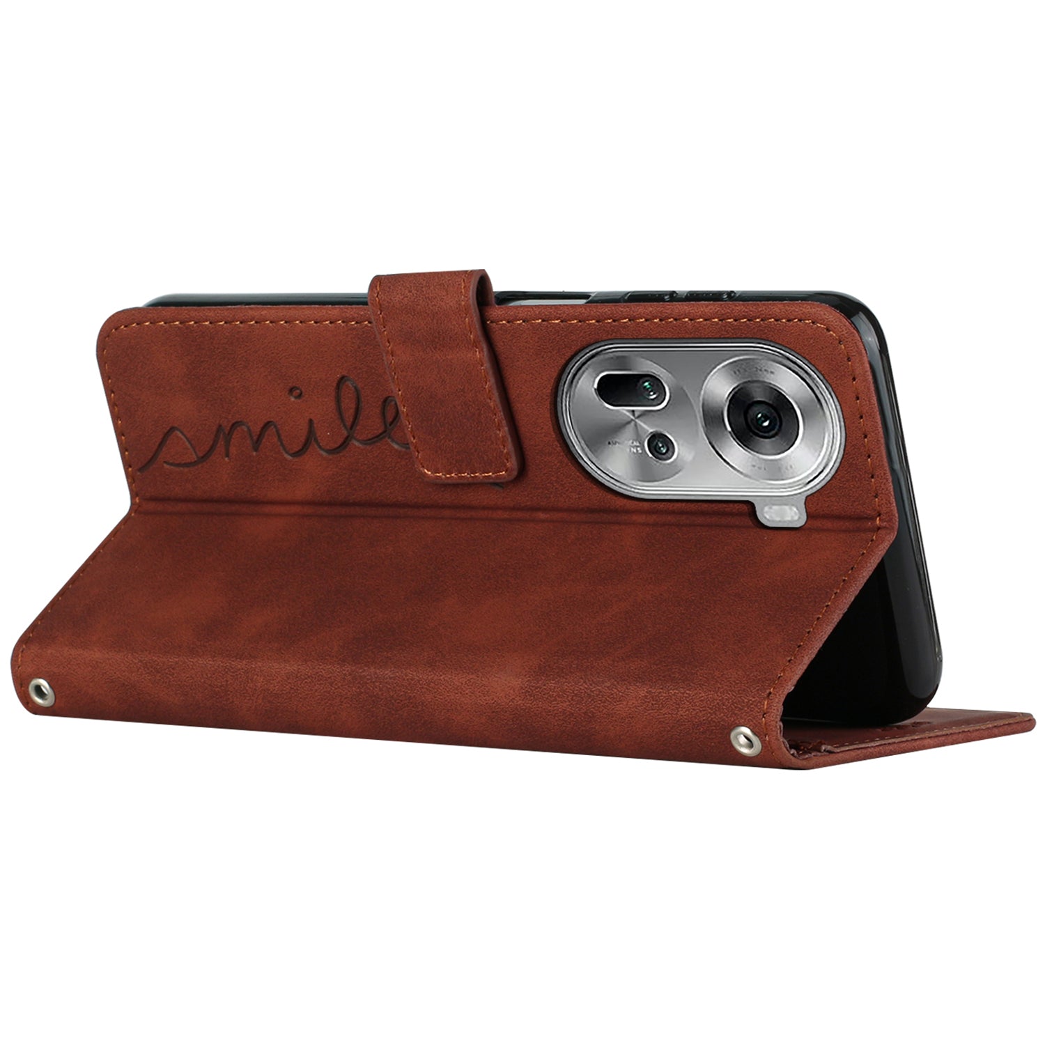 For Oppo Reno11 5G (Global) Case Skin-touch PU Leather Phone Cover with Wrist Strap