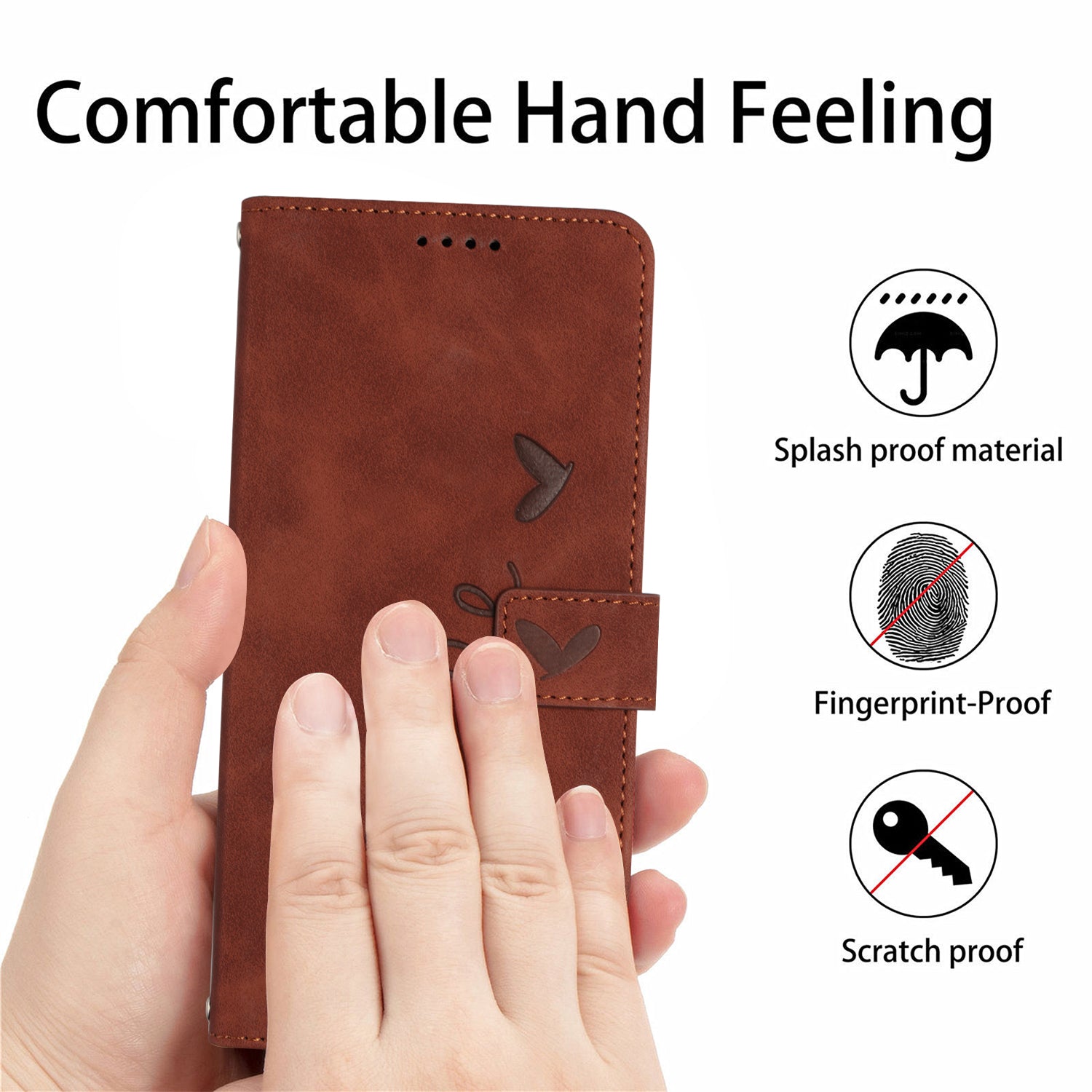 For Oppo Reno11 5G (Global) Case Skin-touch PU Leather Phone Cover with Wrist Strap