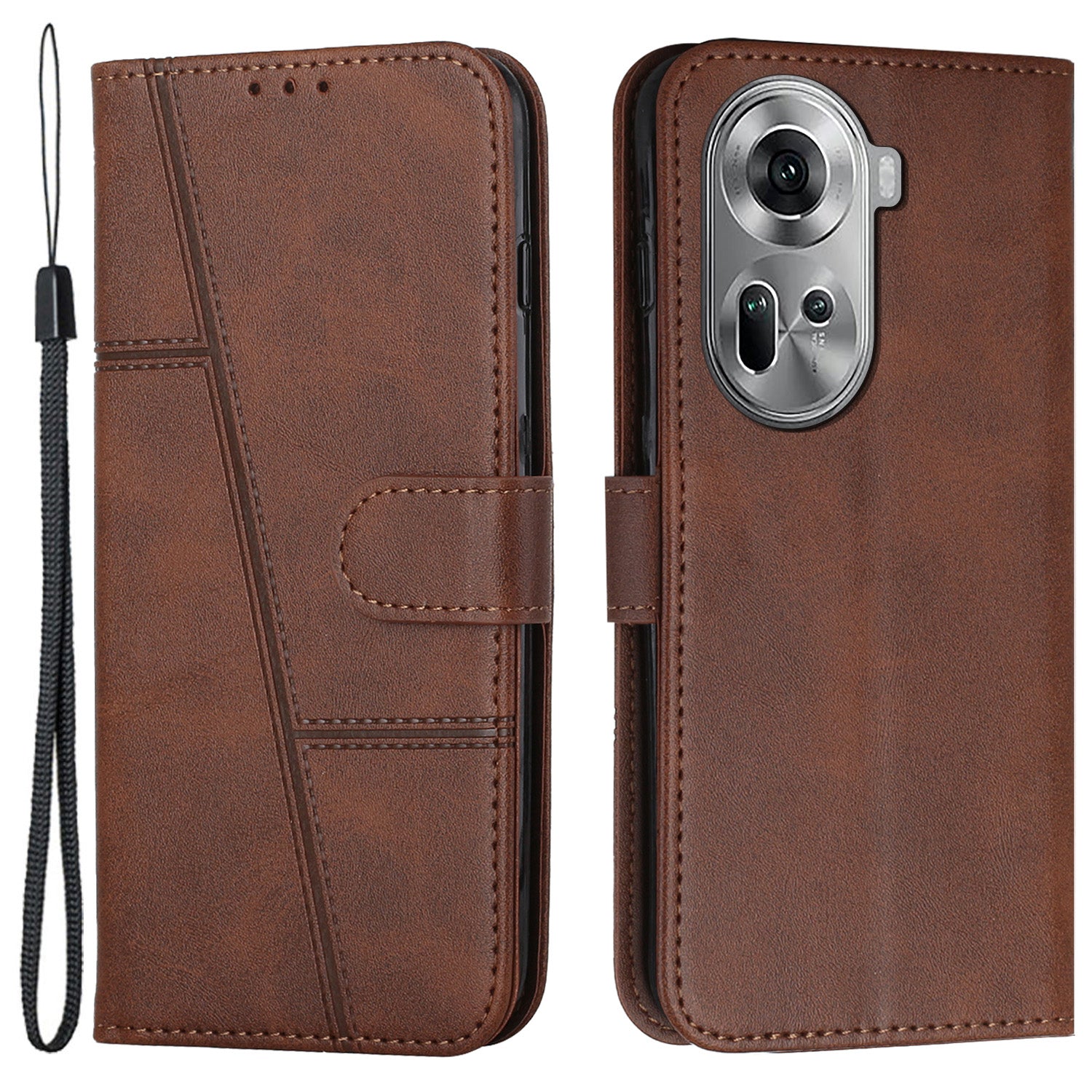 For Oppo Reno11 5G (Global) Case PU Leather Magnetic Buckle Wallet Phone Cover