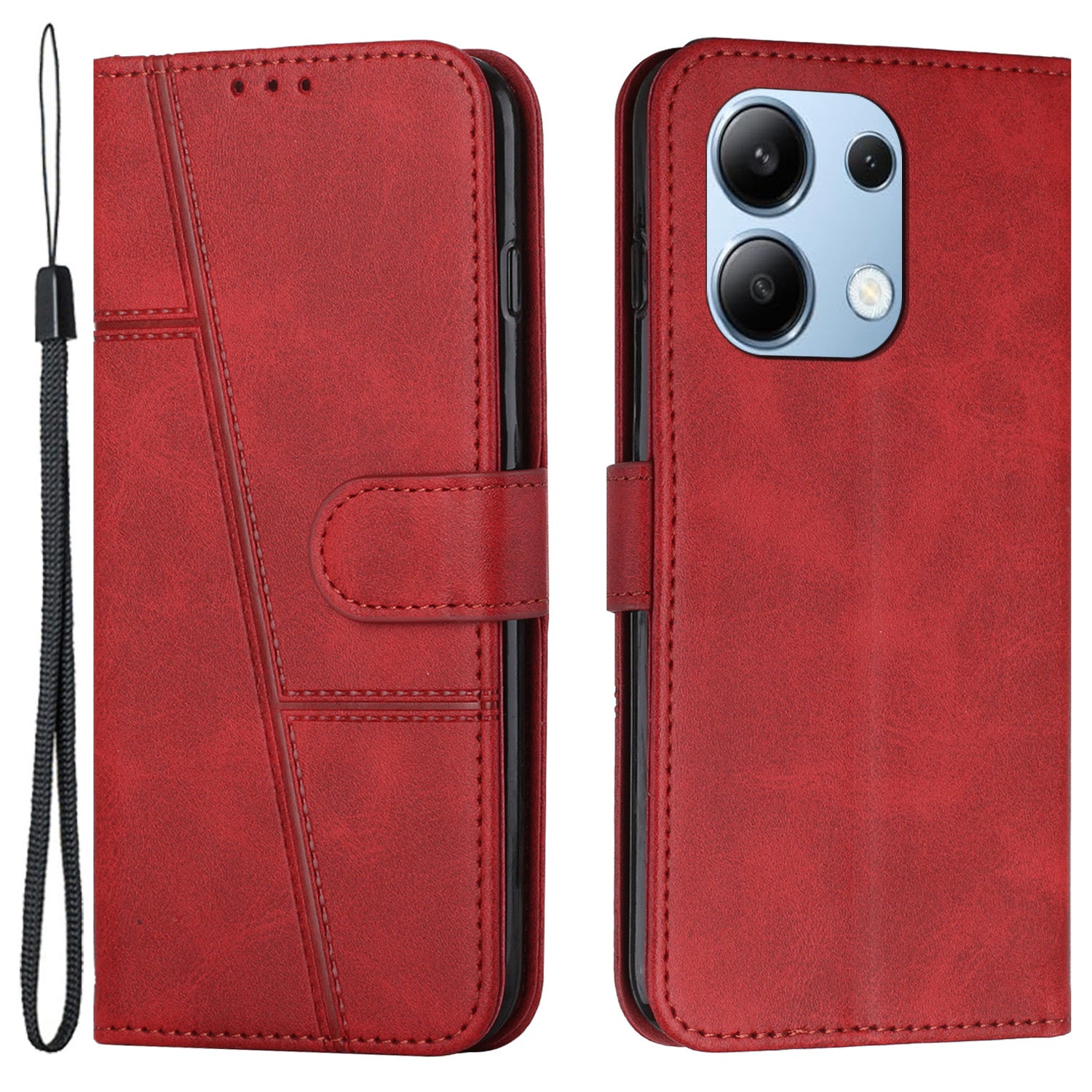 For Xiaomi Redmi Note 13 4G Case PU Leather+TPU Stand Magnetic Closure Shockproof Phone Cover