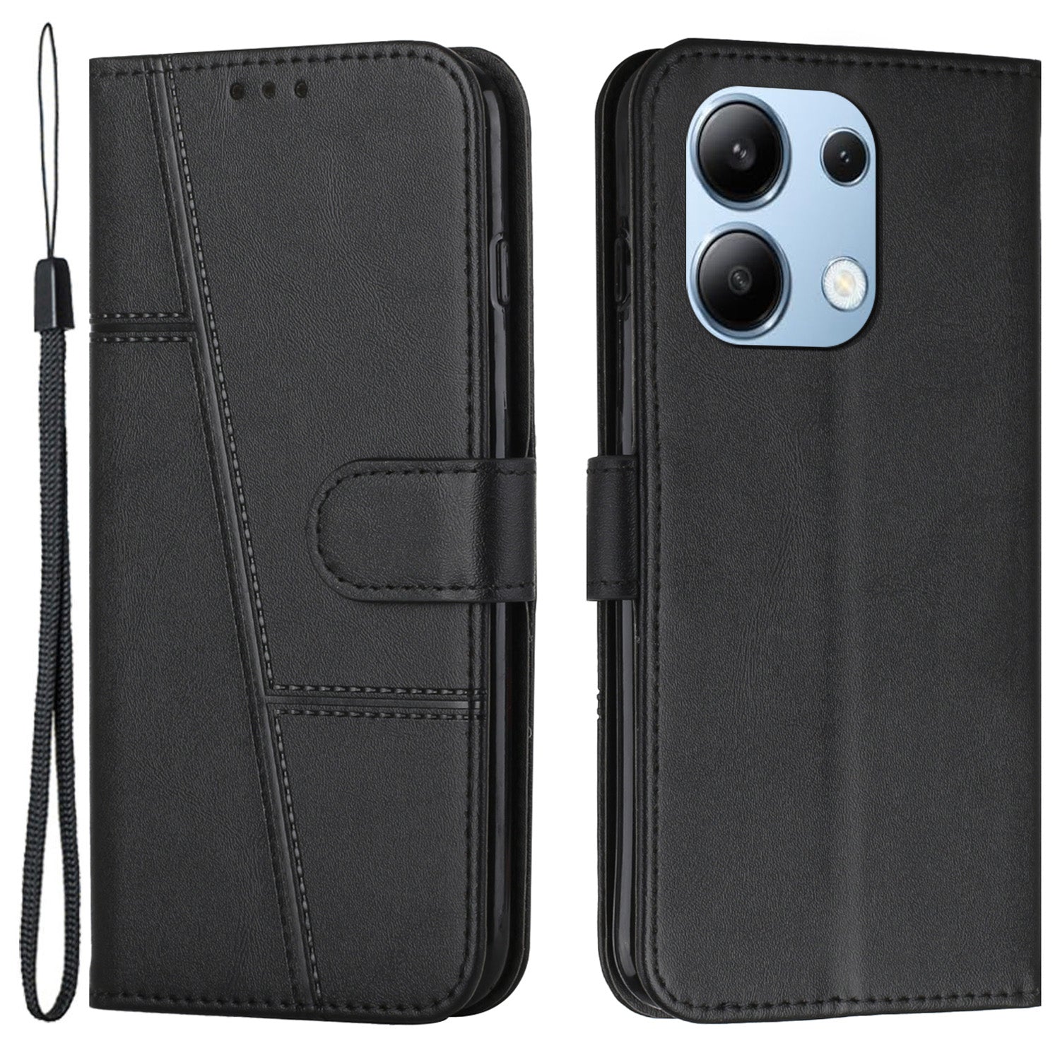 For Xiaomi Redmi Note 13 4G Case PU Leather+TPU Stand Magnetic Closure Shockproof Phone Cover