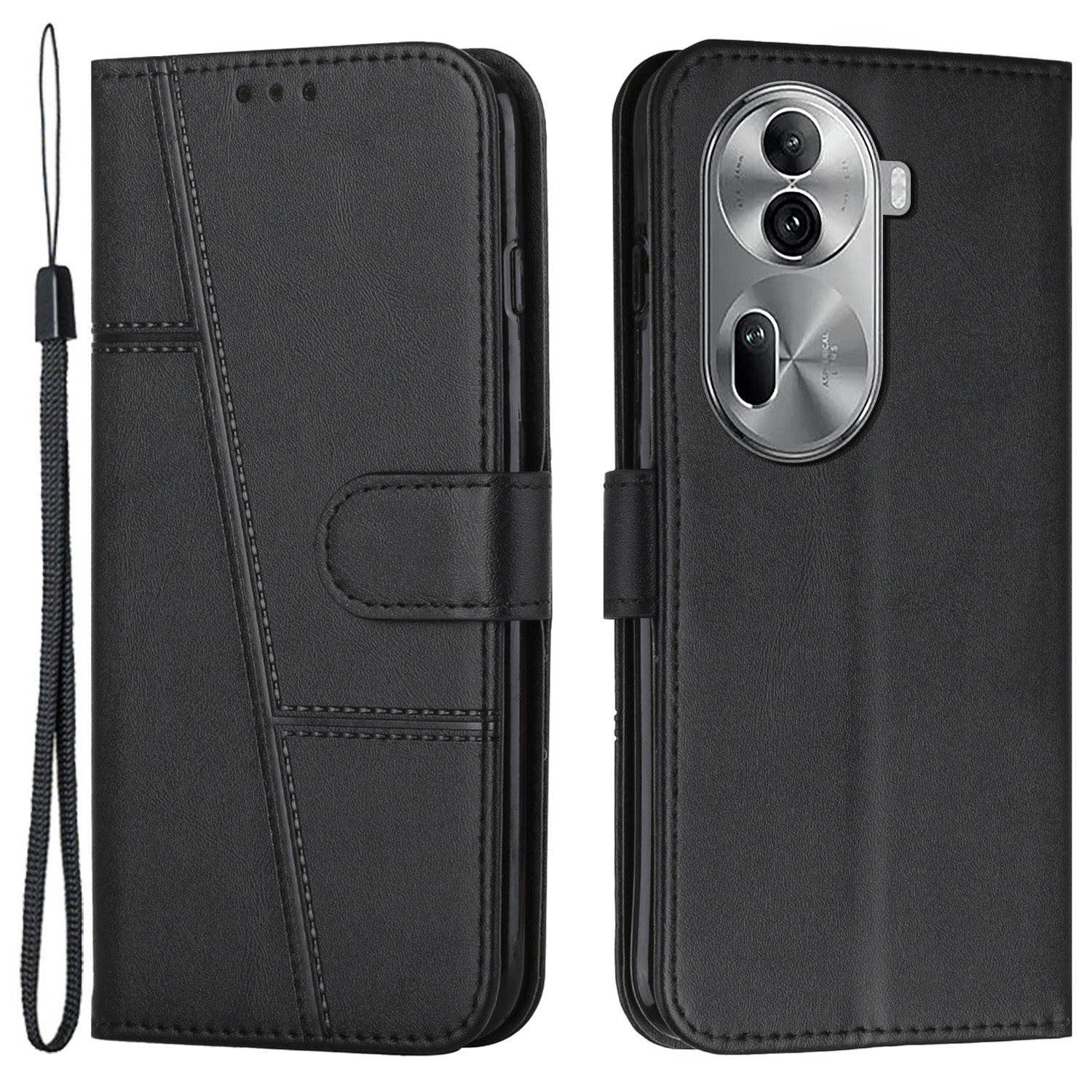 For Oppo Reno11 Pro 5G (Global) / Reno11 (China) 5G Case Leather Phone Wallet Cover Calf Texture