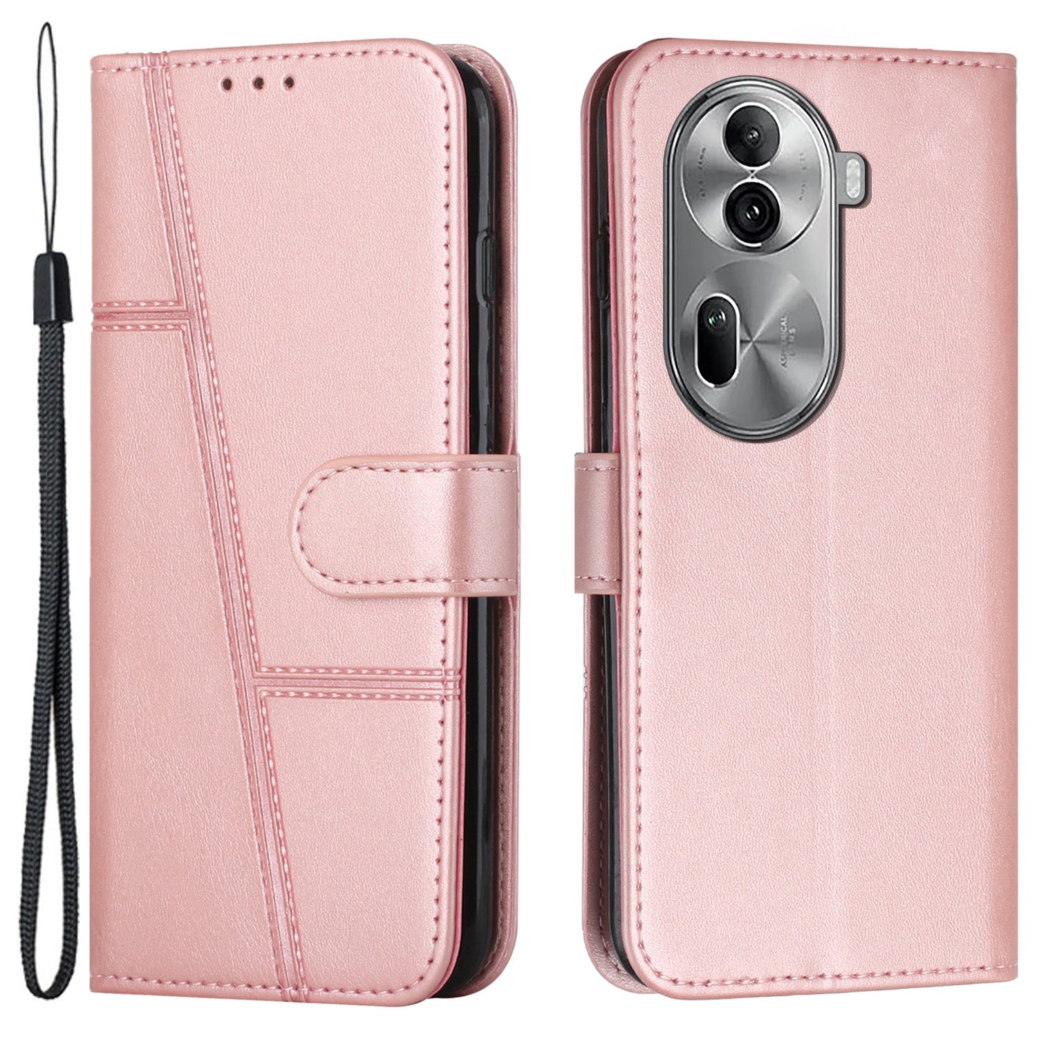 For Oppo Reno11 Pro 5G (Global) / Reno11 (China) 5G Case Leather Phone Wallet Cover Calf Texture