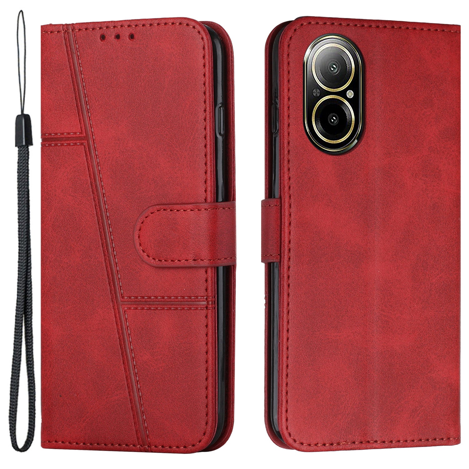 For Realme C67 4G Case Stitiching PU Leather Wallet Shockproof Phone Cover