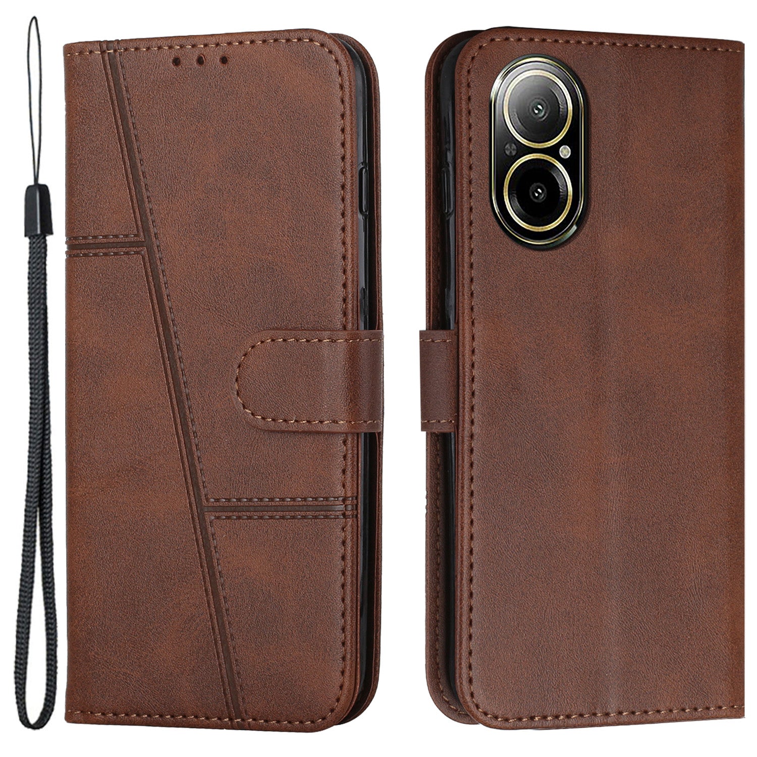 For Realme C67 4G Case Stitiching PU Leather Wallet Shockproof Phone Cover