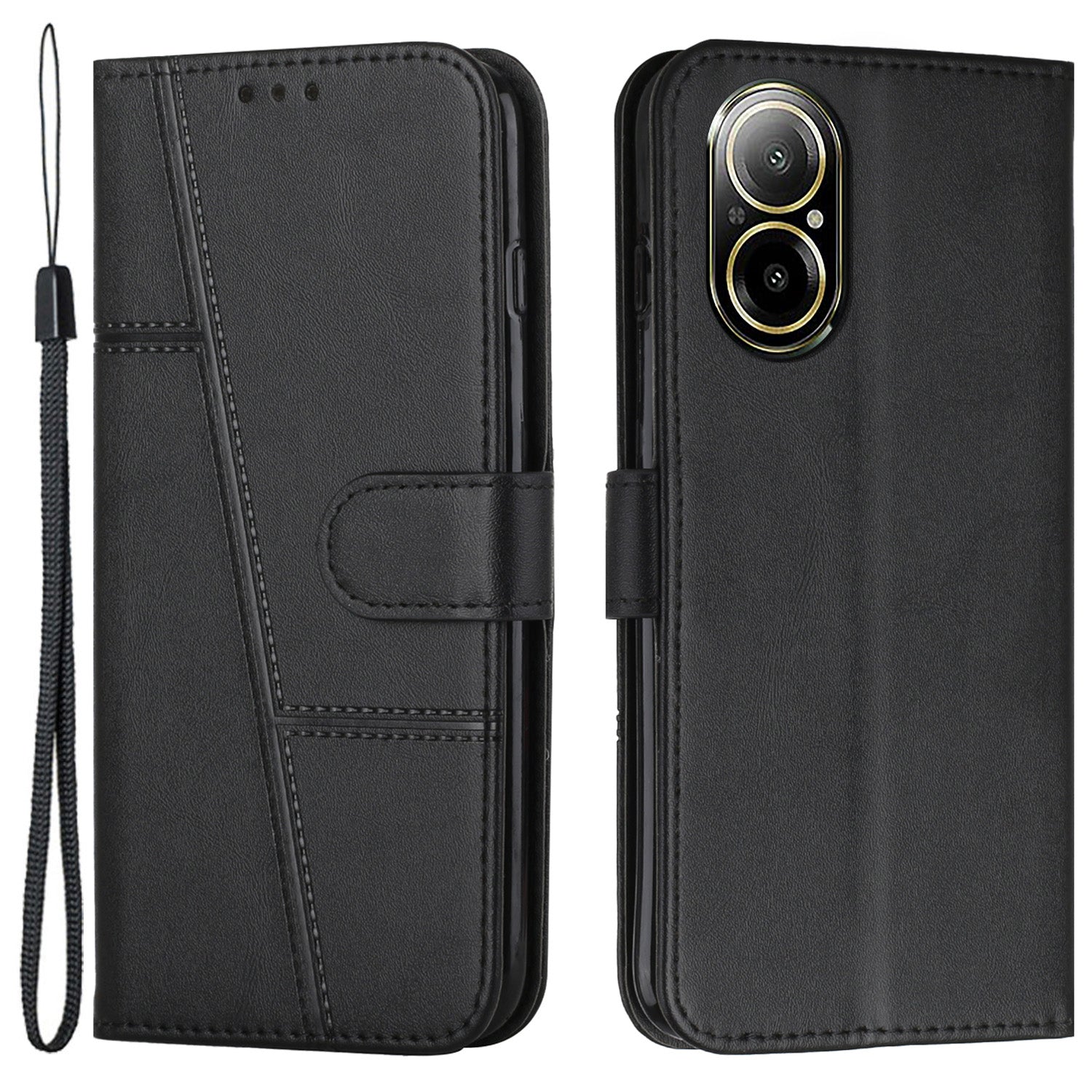 For Realme C67 4G Case Stitiching PU Leather Wallet Shockproof Phone Cover