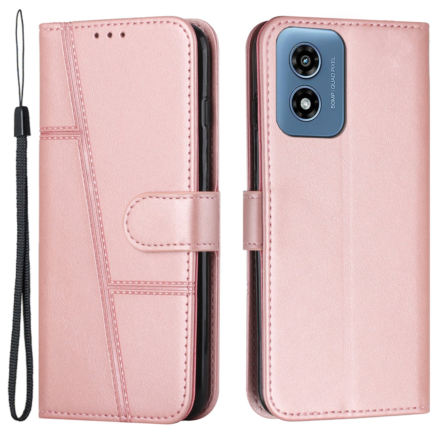 For Motorola Moto G04 4G / G24 4G Case Wallet Calf Texture PU Leather Stand Phone Cover