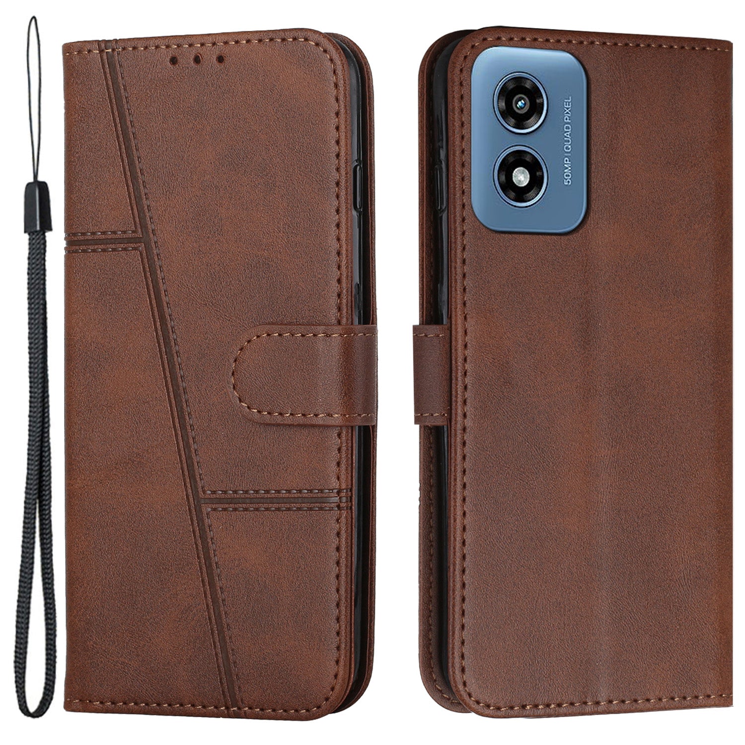 For Motorola Moto G04 4G / G24 4G Case Wallet Calf Texture PU Leather Stand Phone Cover
