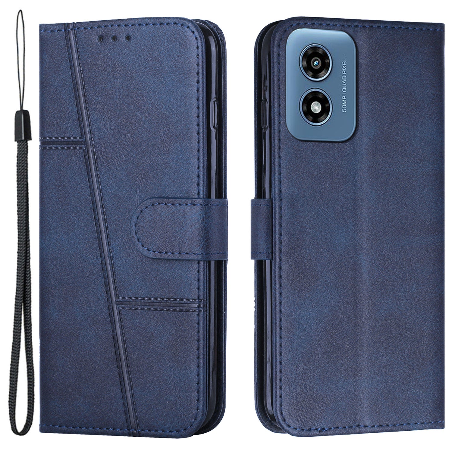 For Motorola Moto G04 4G / G24 4G Case Wallet Calf Texture PU Leather Stand Phone Cover