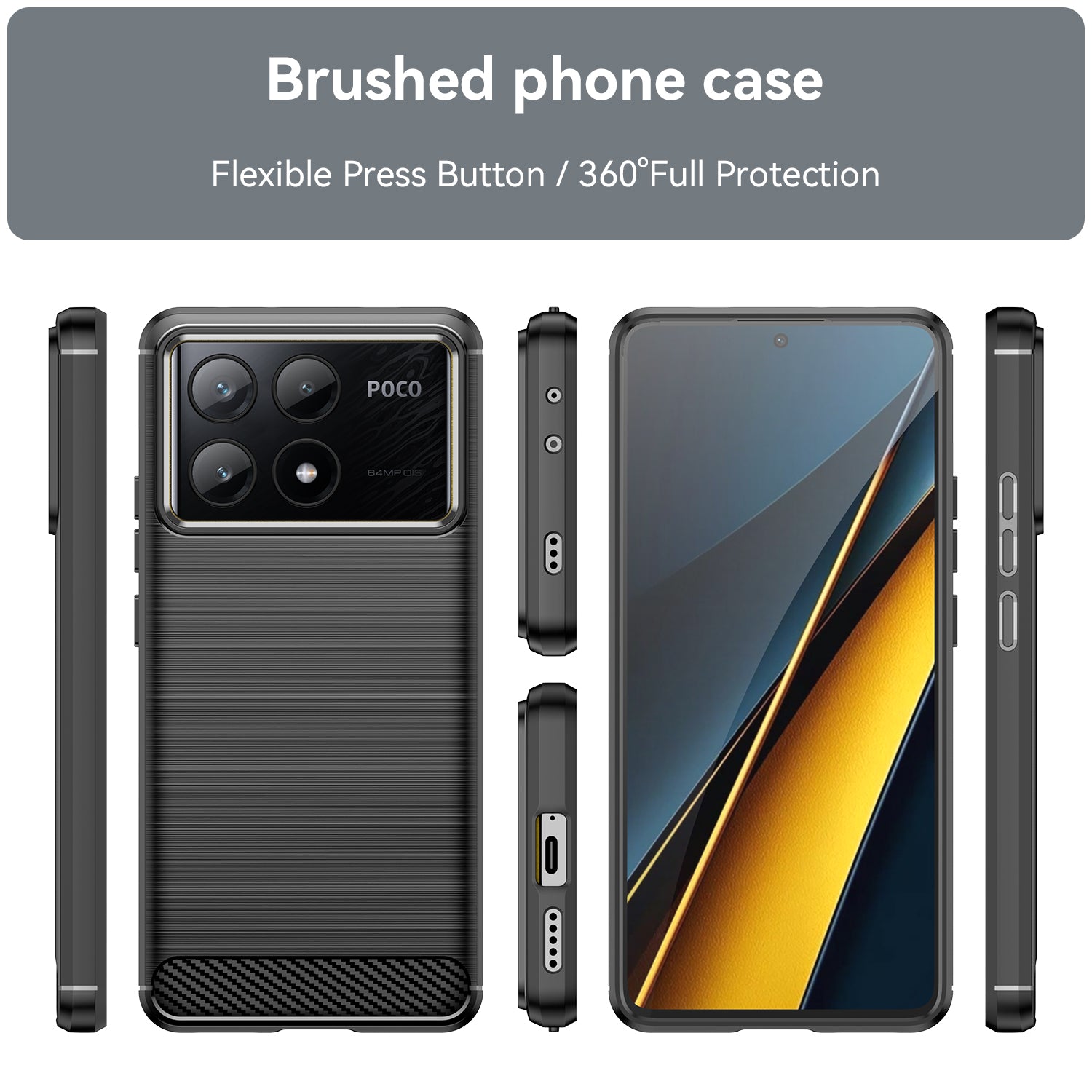 For Xiaomi Poco X6 Pro 5G / Redmi K70E 5G Case Carbon Fiber Texture Phone TPU Cover