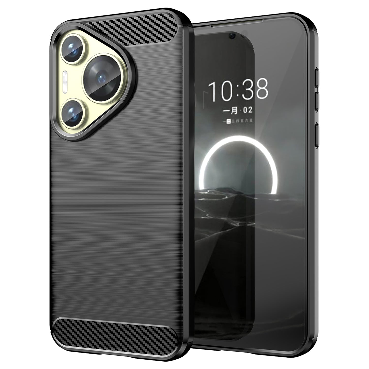 For Huawei Pura 70 Case Brushed TPU Phone Back Cover Carbon Fiber Texture
