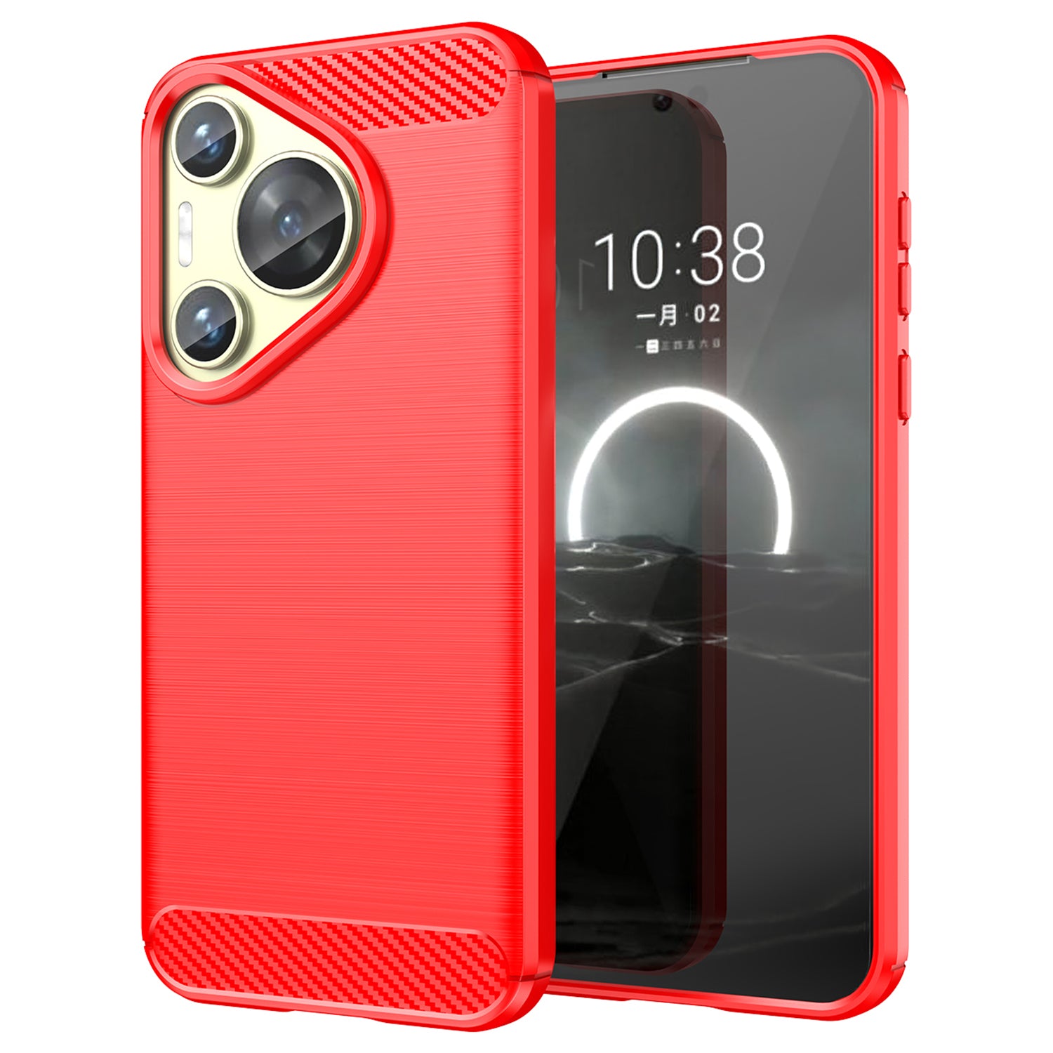 For Huawei Pura 70 Case Brushed TPU Phone Back Cover Carbon Fiber Texture