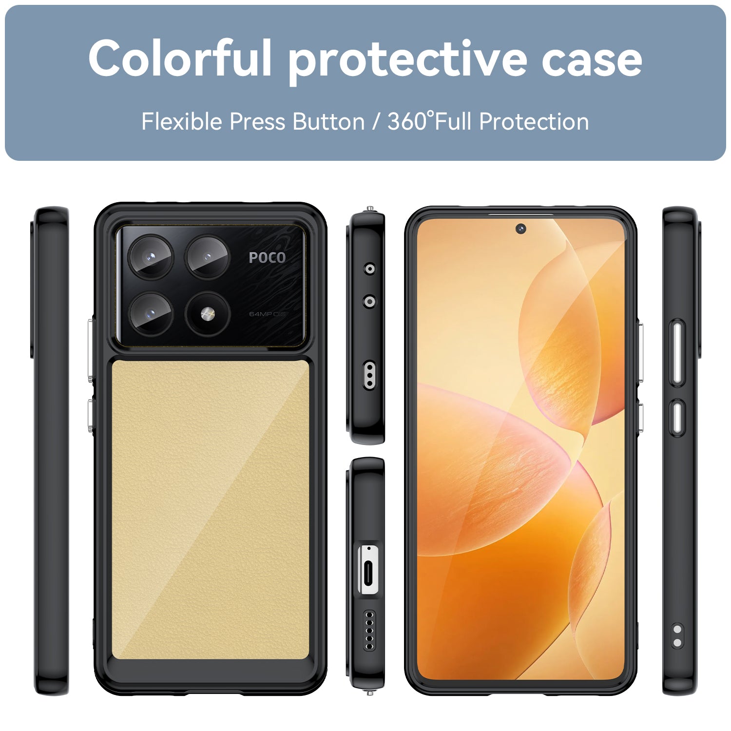 For Xiaomi Poco X6 Pro 5G / Redmi K70E 5G Case TPU Frame Clear Acrylic Back Cover