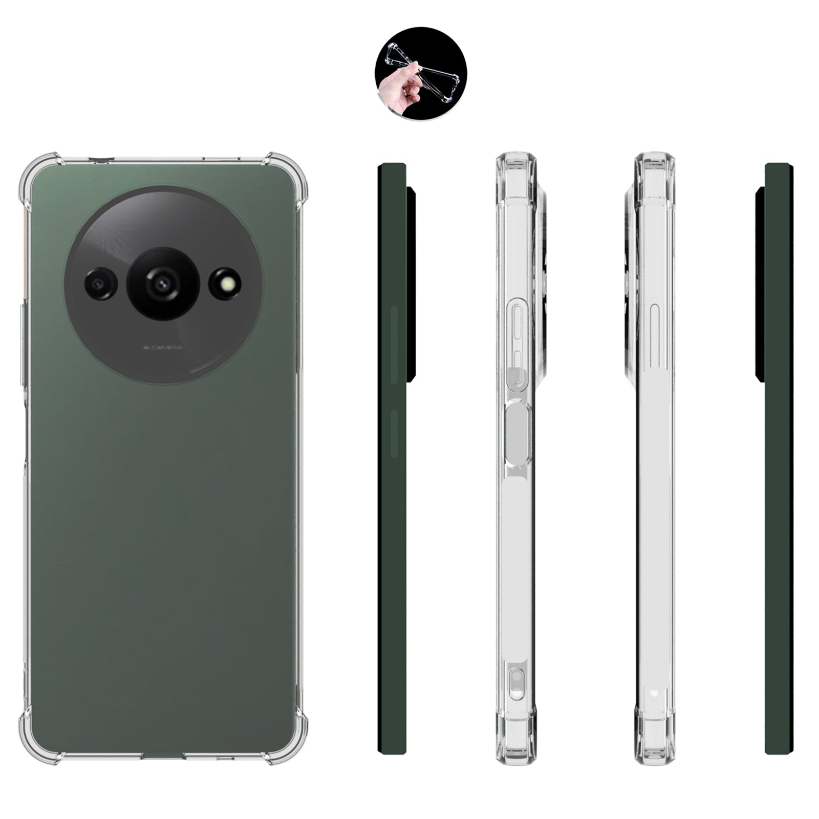 IDEWEI For Xiaomi Redmi A3 / Poco C61 4G Clear Case Airbag Phone Protector Soft TPU Phone Cover