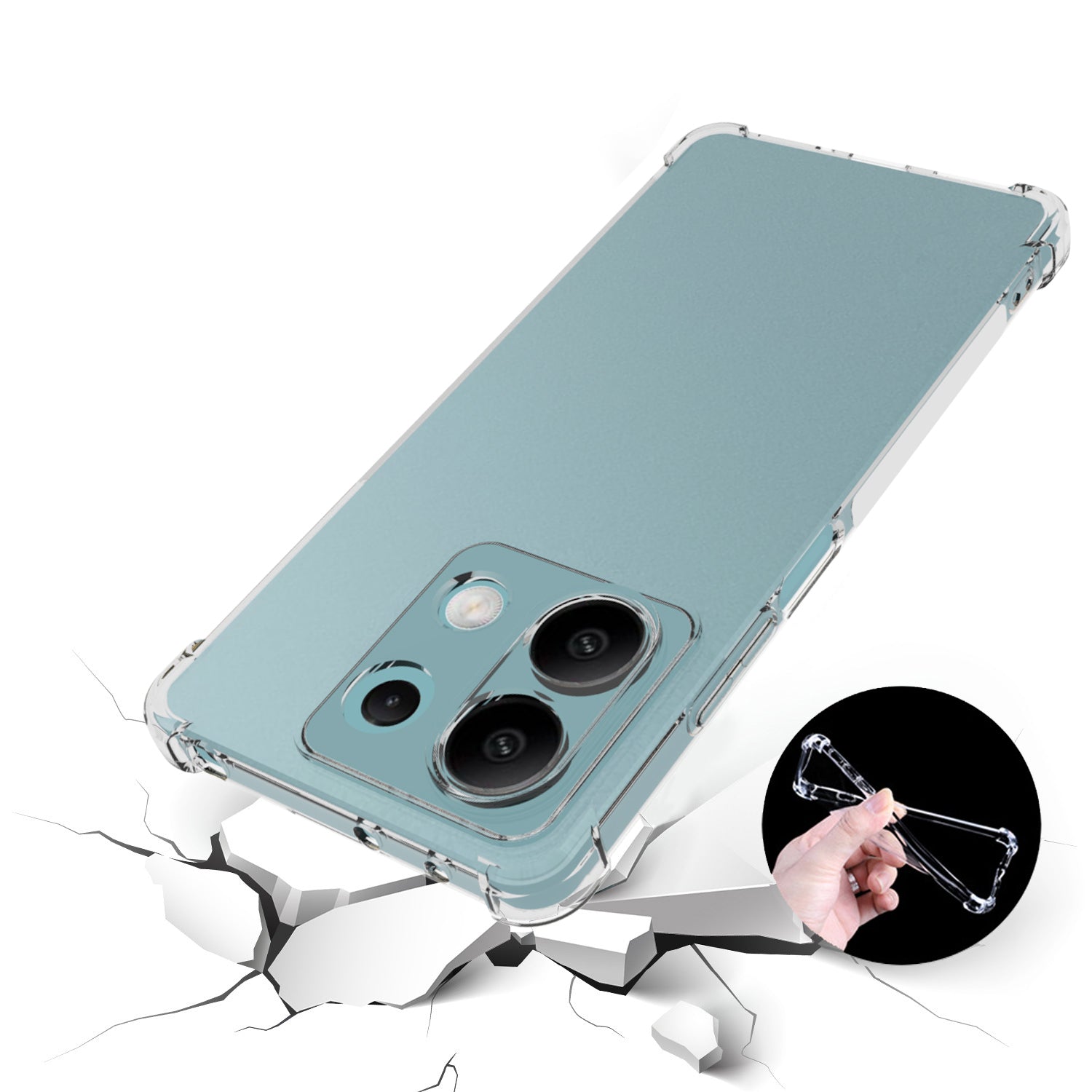 IDEWEI For Xiaomi Redmi Note 13 5G Clear Case Four Corners Airbag Soft TPU Back Phone Shell