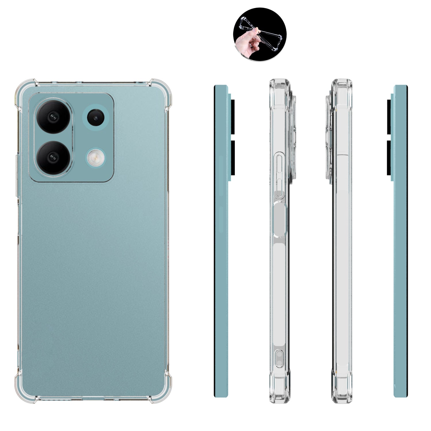 IDEWEI For Xiaomi Redmi Note 13 5G Clear Case Four Corners Airbag Soft TPU Back Phone Shell