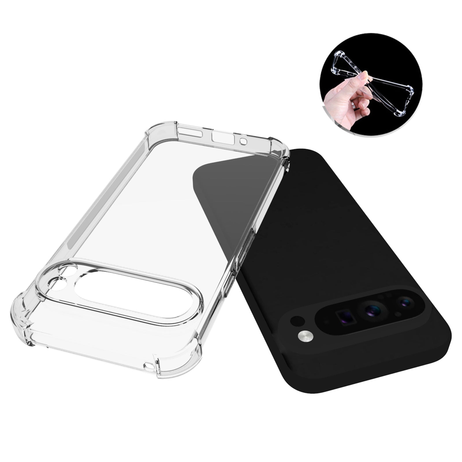 IDEWEI For Google Pixel 9 Pro Clear Case Four Corners Airbag Soft TPU Shockproof Phone Cover
